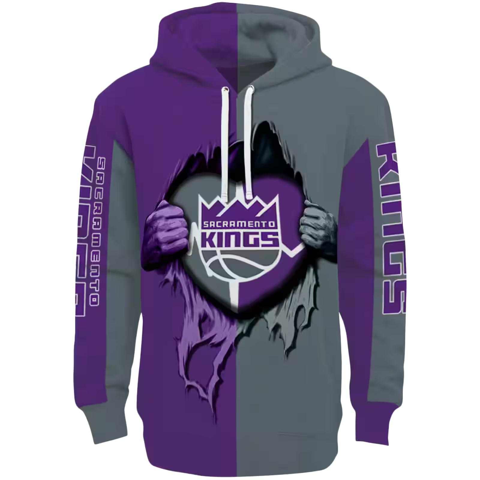 Sacramento Kings Heartbeat Graphic Purple Hoodie