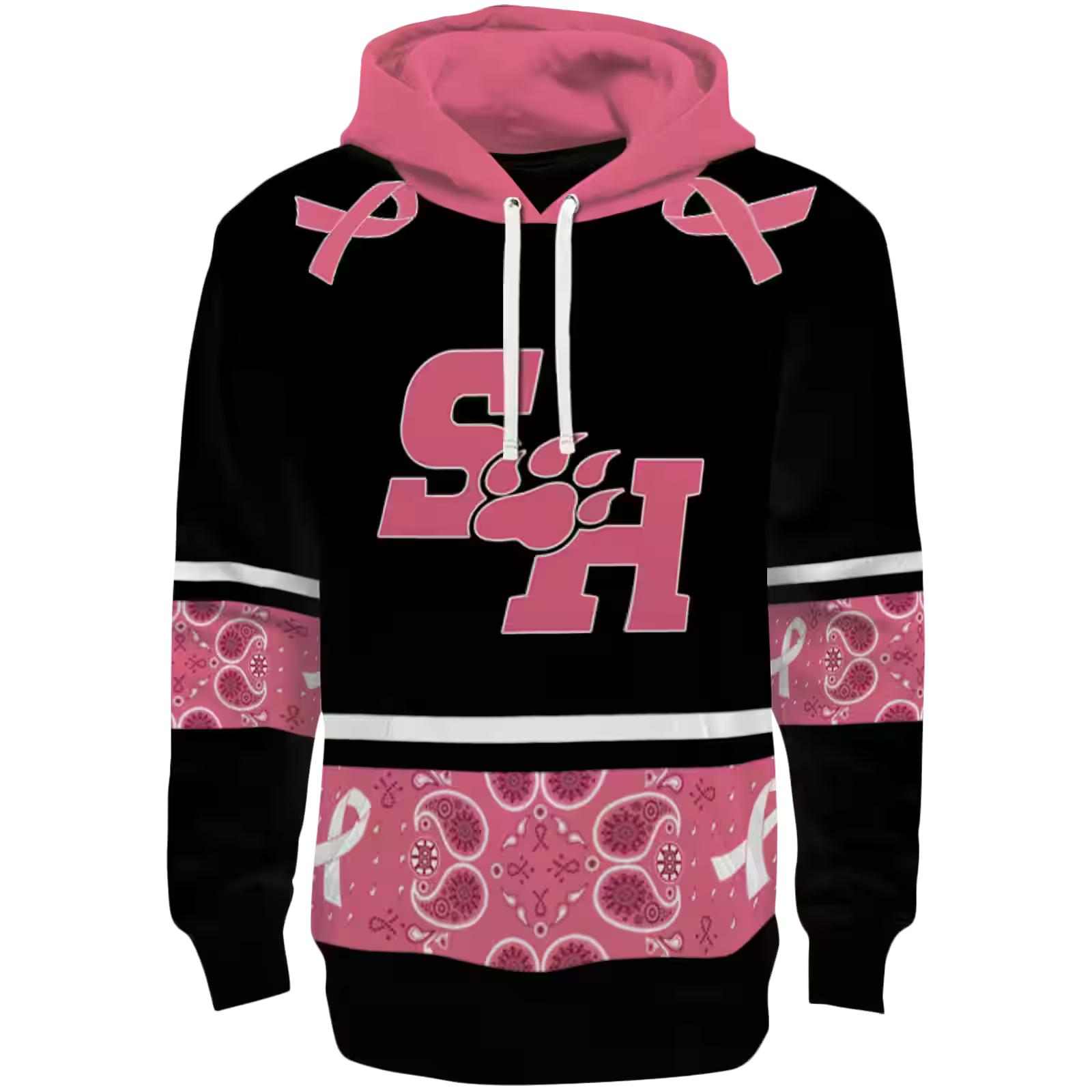 Sam Houston Bearkats Awareness Ribbon Black Pink Hoodie