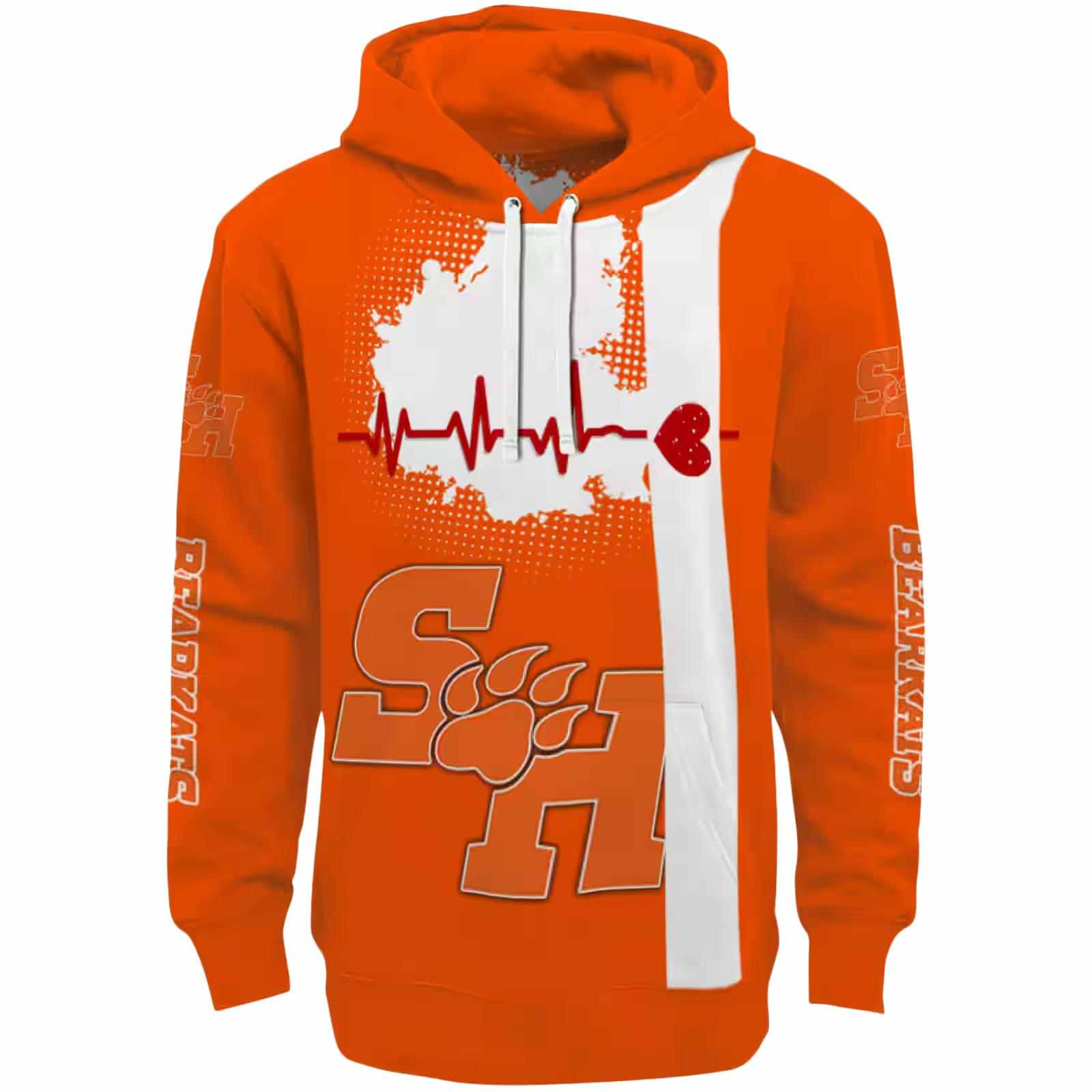 Sam Houston Bearkats Football Heartbeat Orange Hoodie