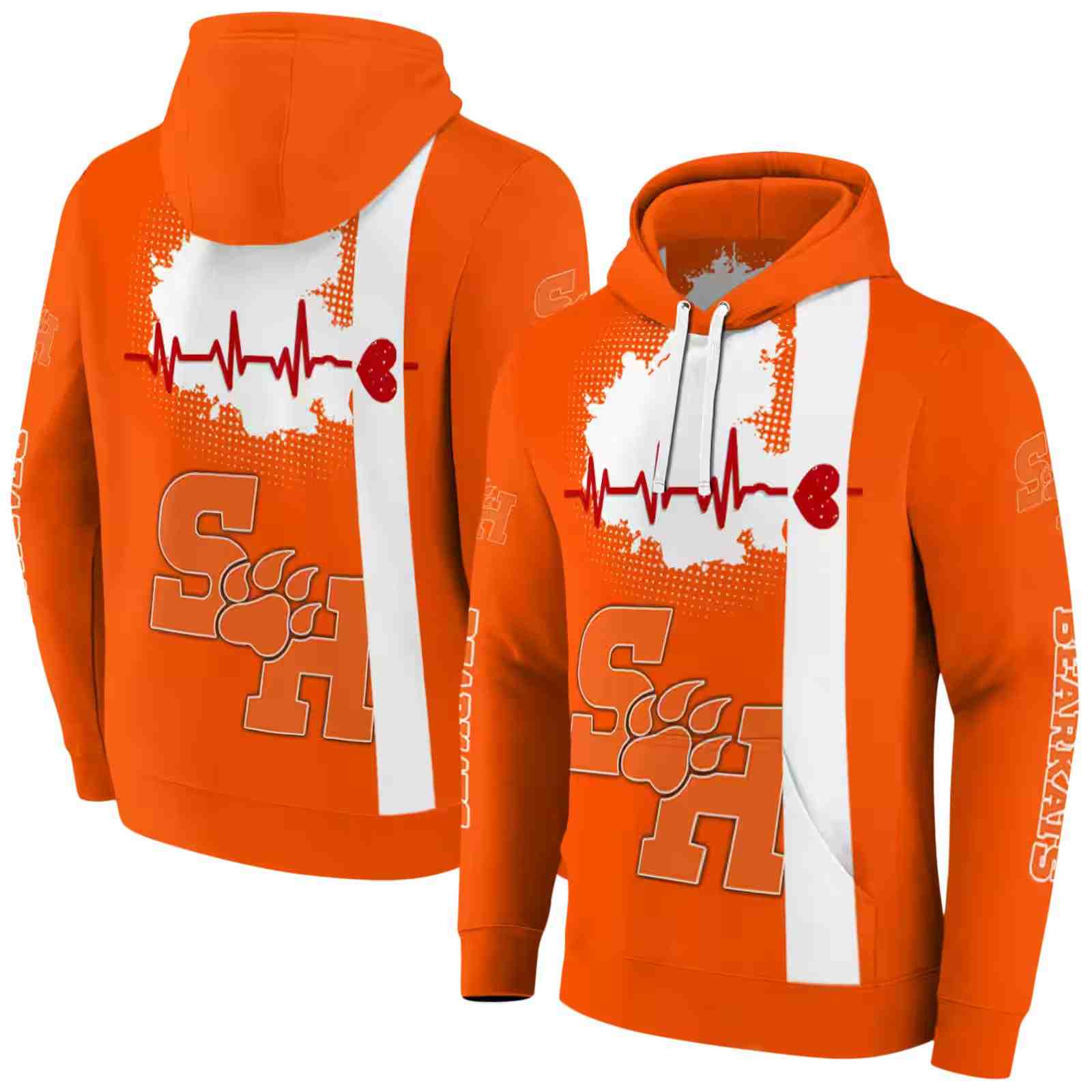 sam houston bearkats football heartbeat orange hoodie fashion forward