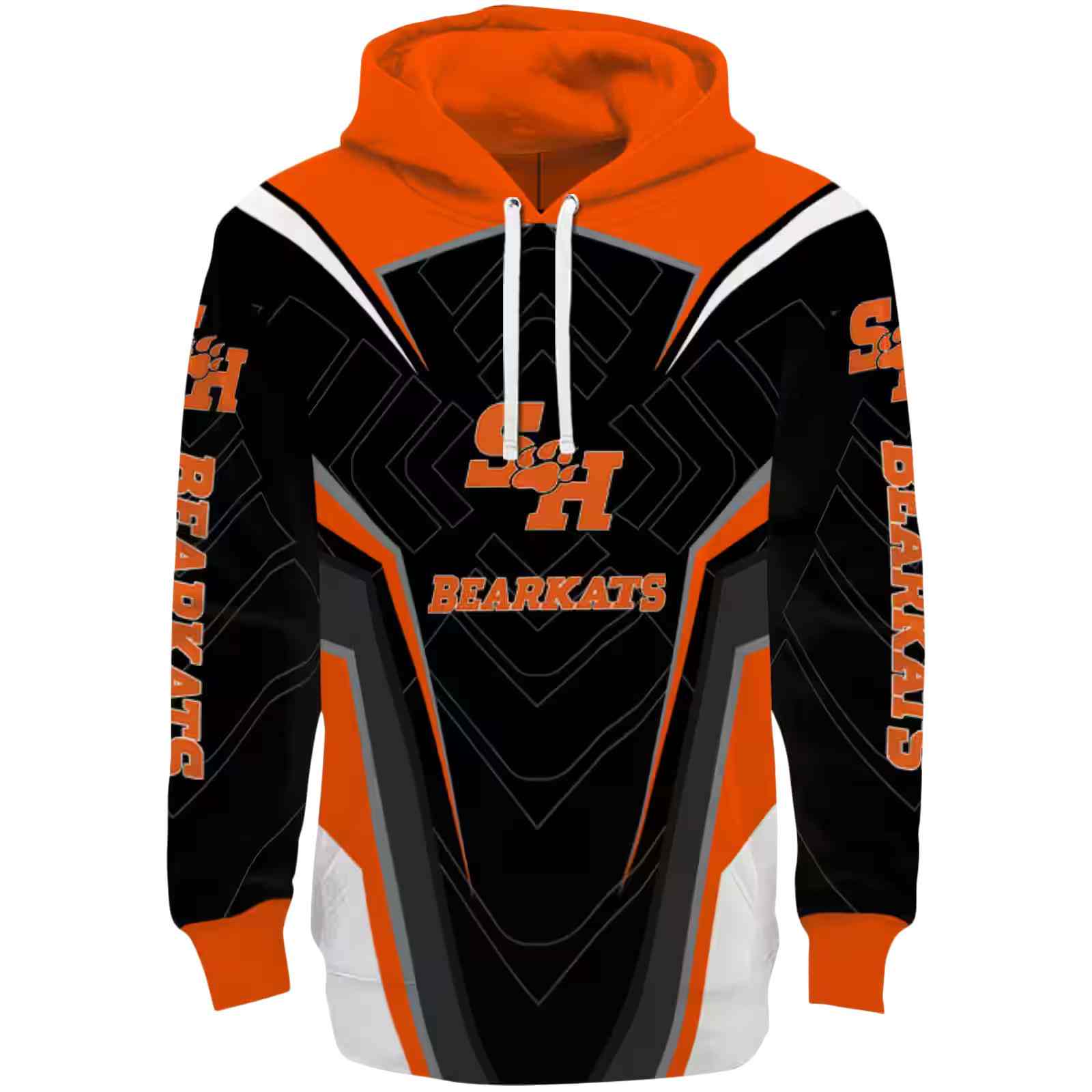 Sam Houston Bearkats Futuristic Pattern Orange Black Hoodie