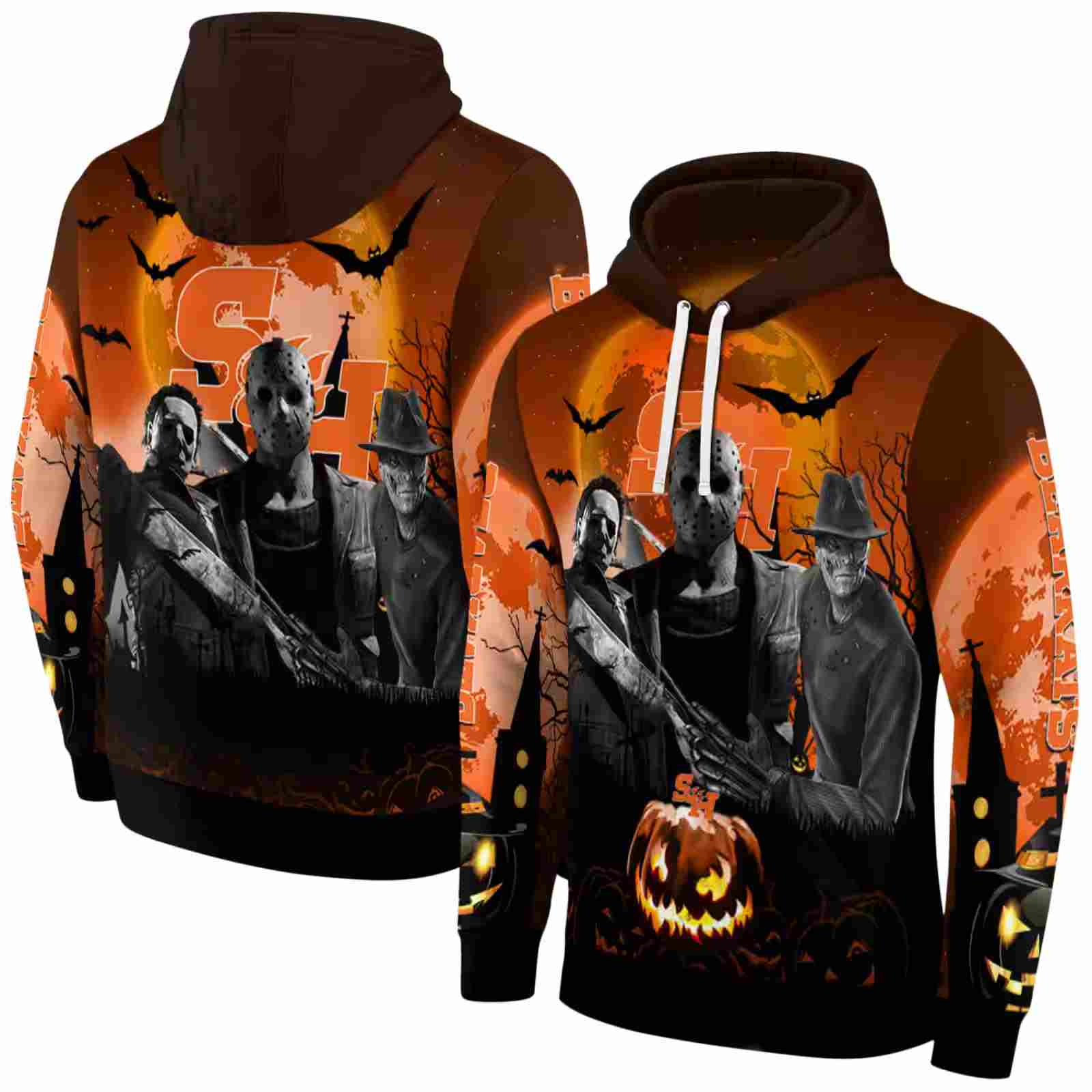 sam houston bearkats halloween vibes orange black hoodie fashion forward