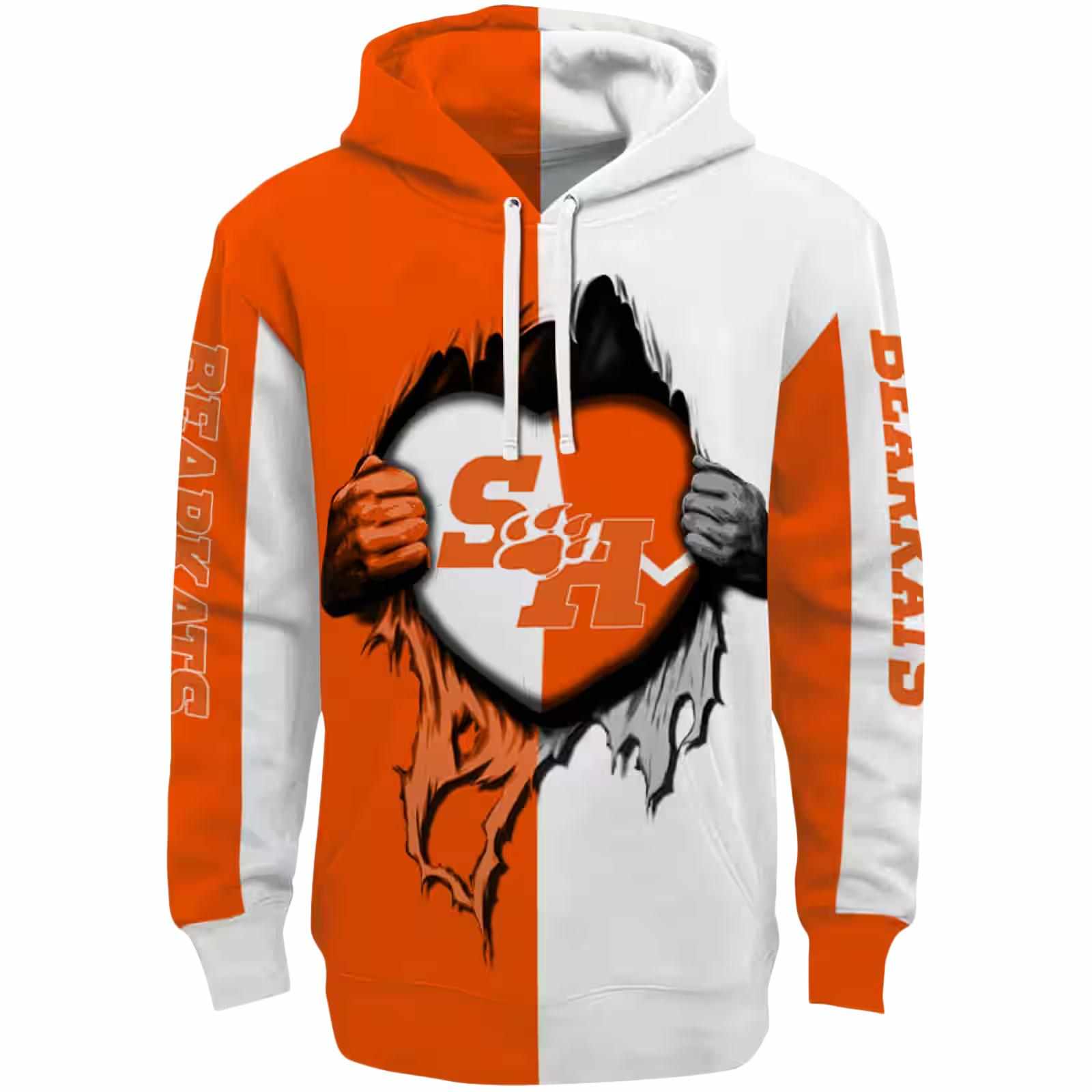 Sam Houston Bearkats Heartbeat Graphic Orange Hoodie