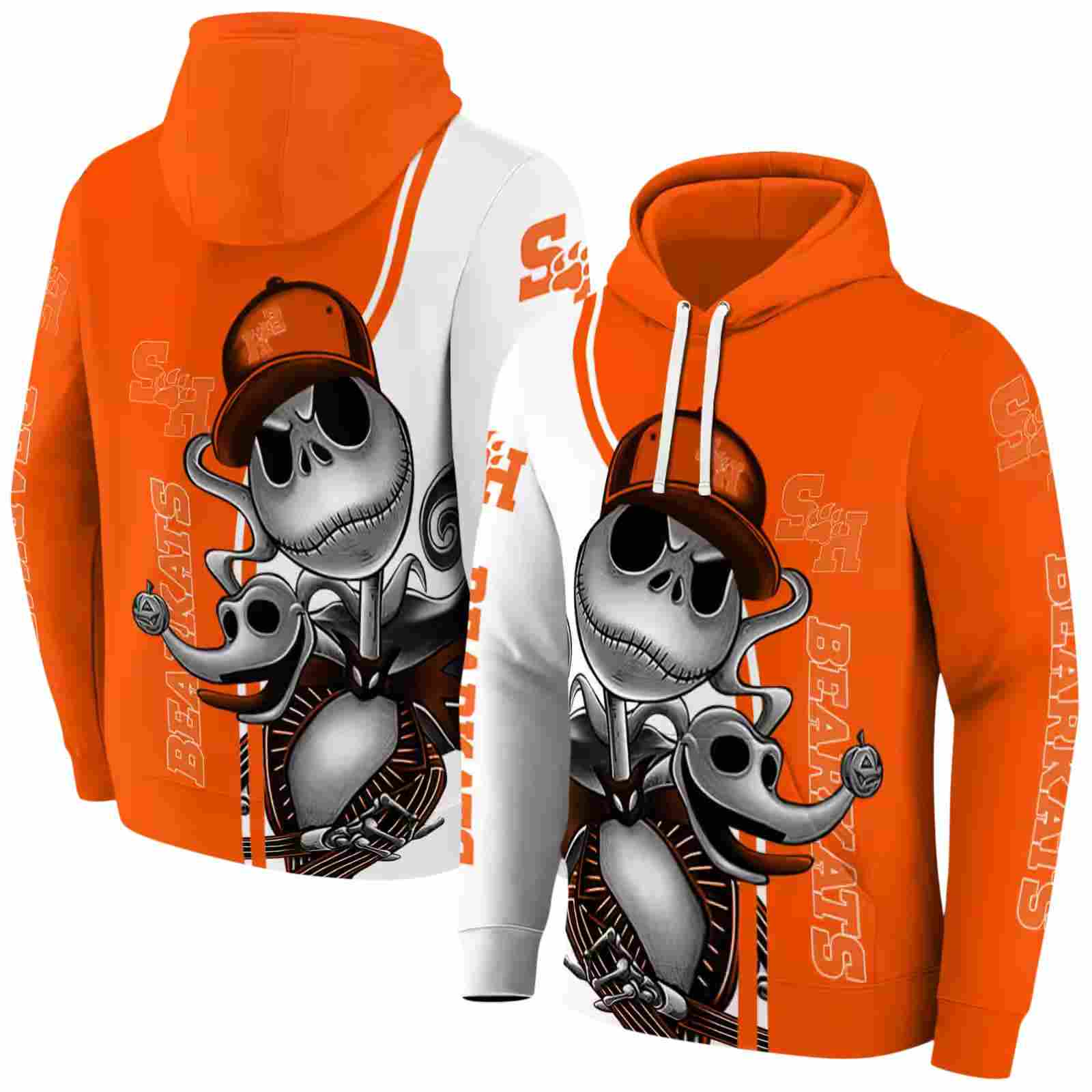 sam houston bearkats jack skellington orange hoodie fashion forward