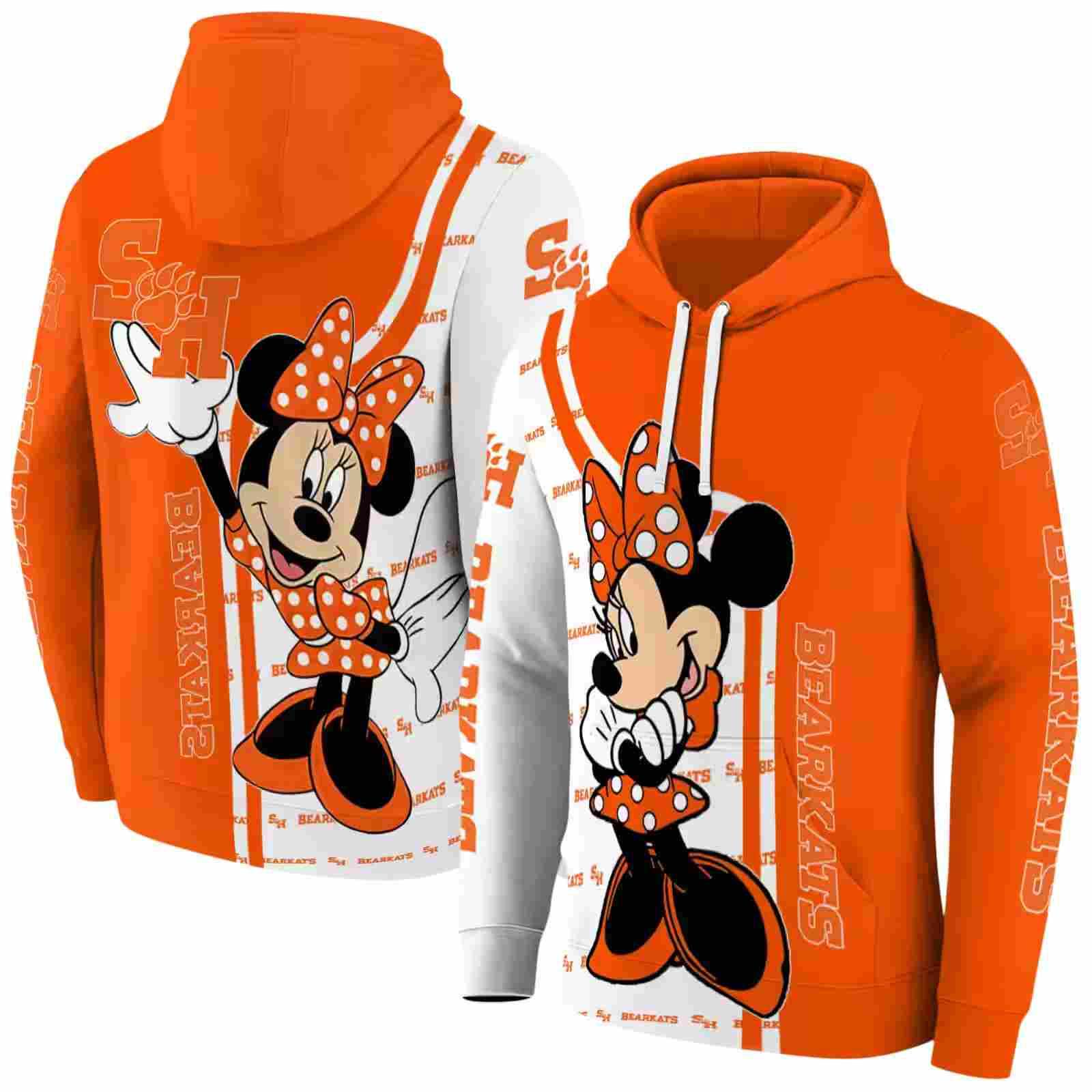 sam houston bearkats minnie mouse orange hoodie fashion forward