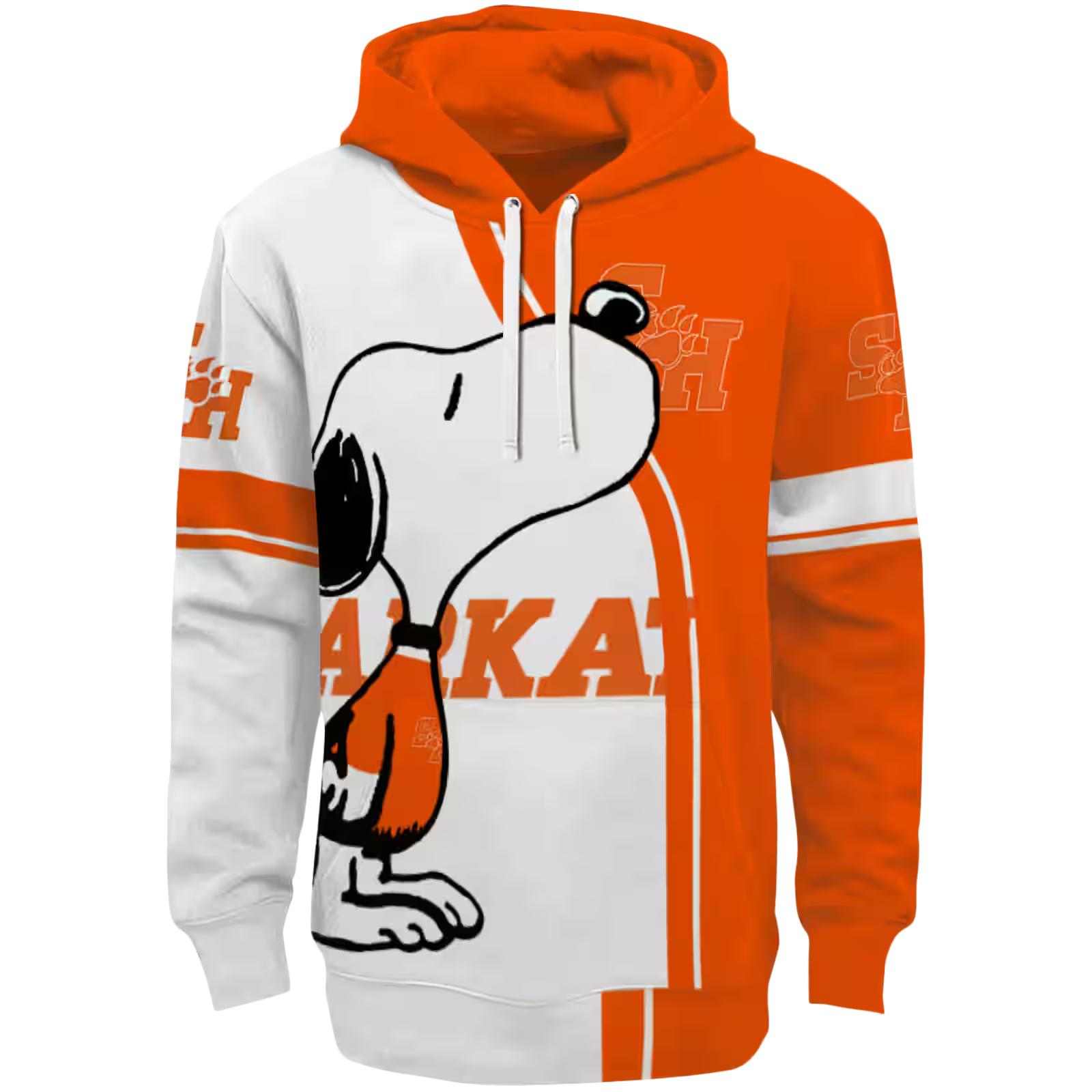 Sam Houston Bearkats Playful Snoopy Orange Hoodie