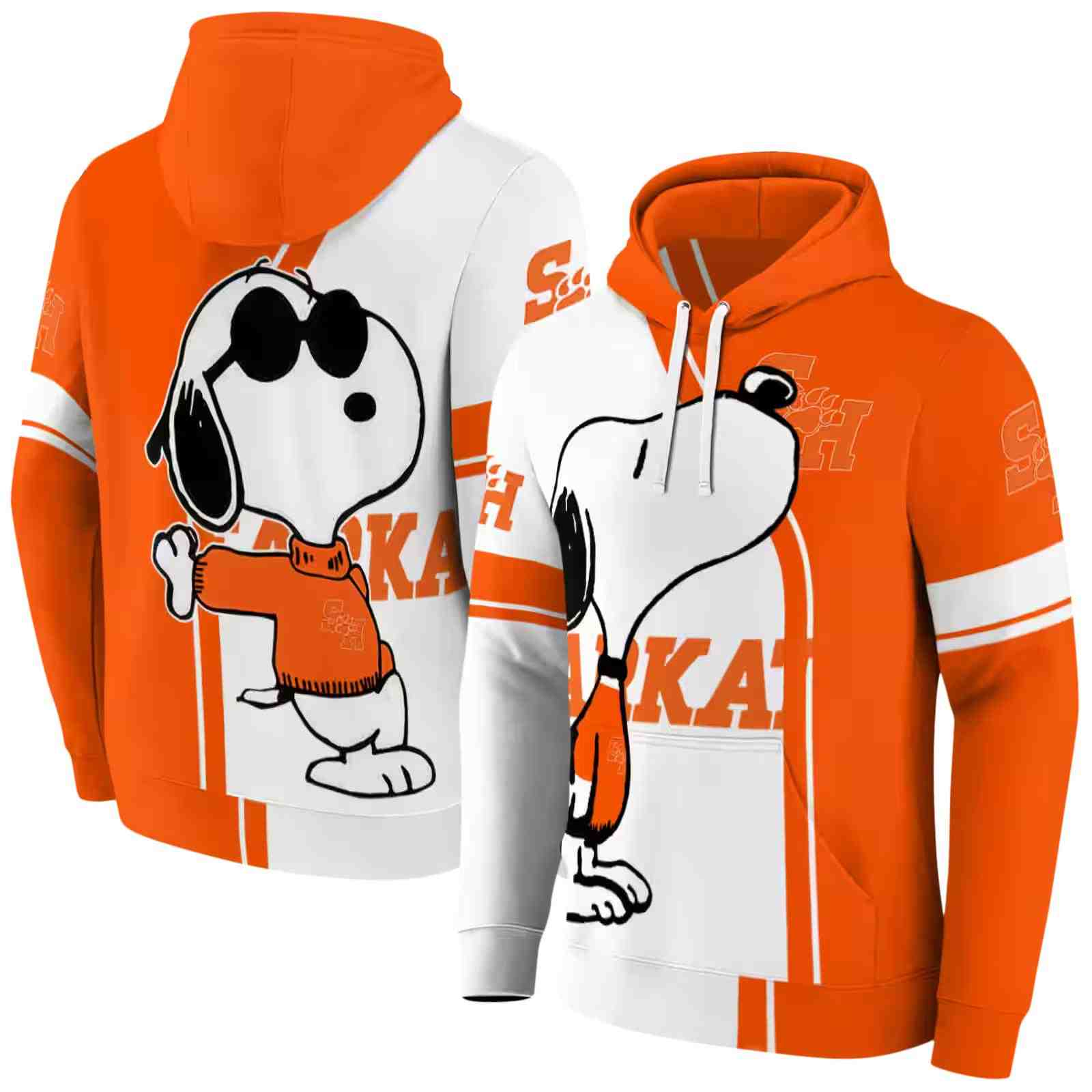 sam houston bearkats playful snoopy orange hoodie fashion forward