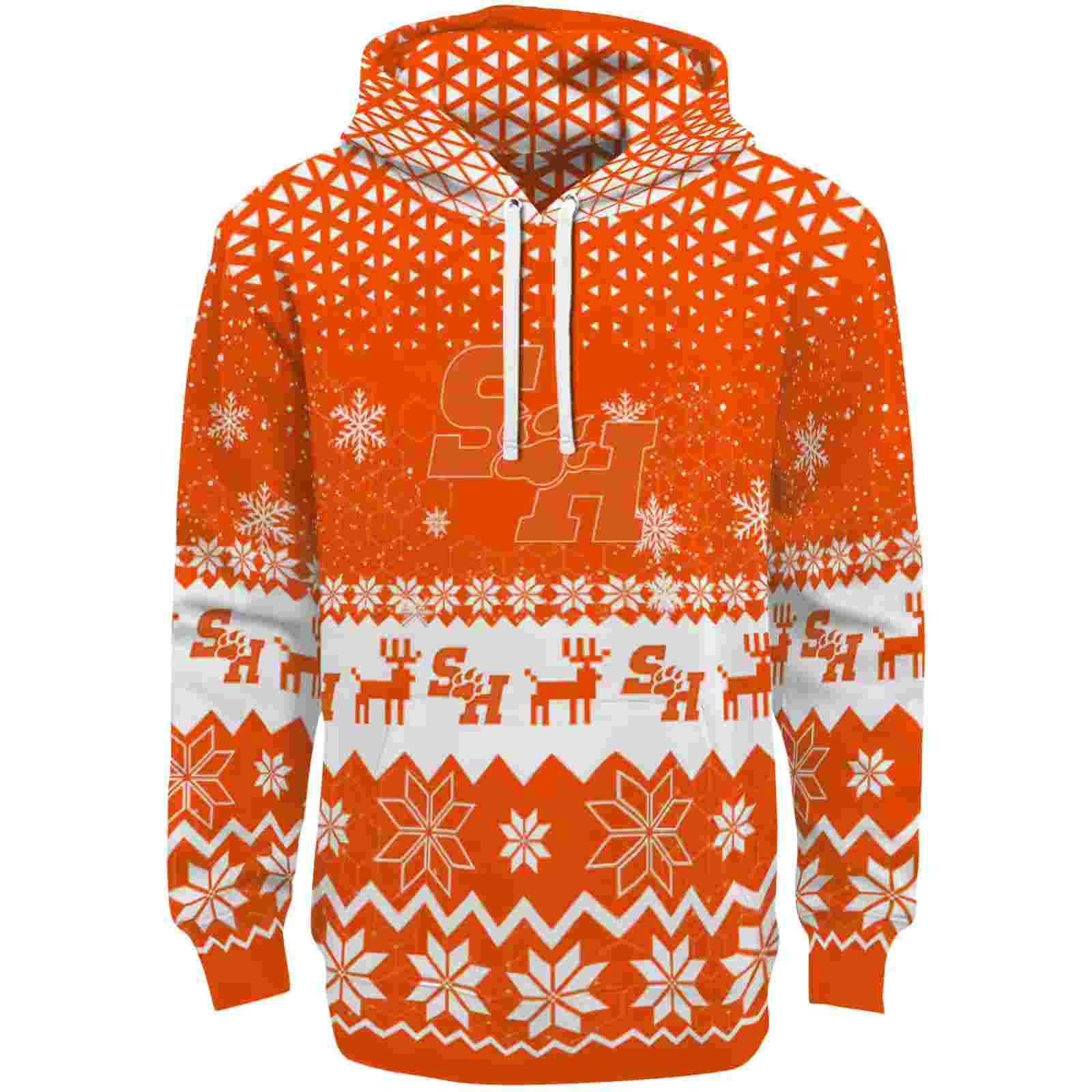 Sam Houston Bearkats Reindeer Motif Orange Hoodie