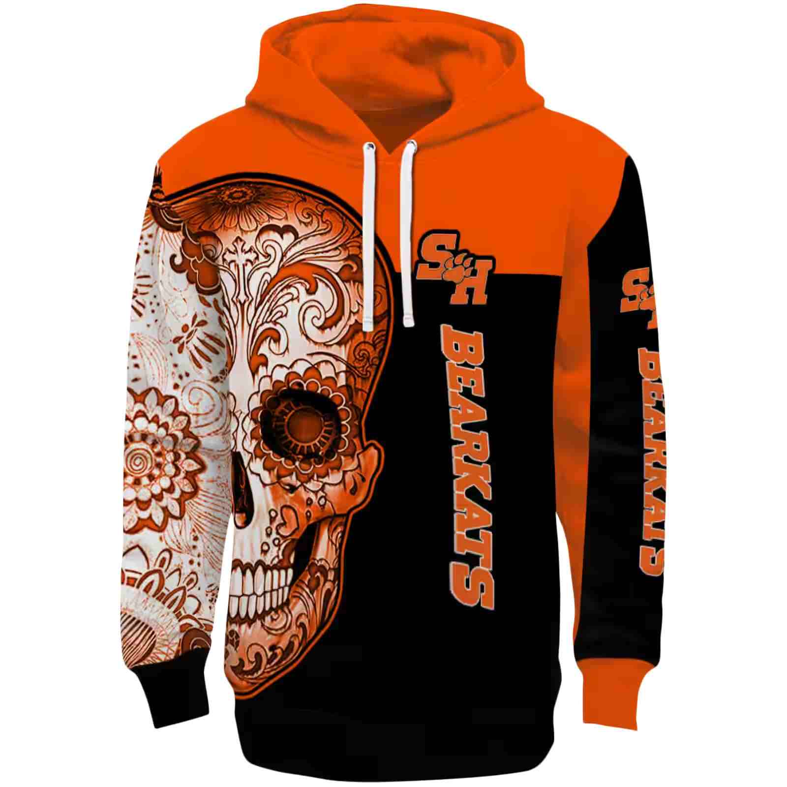 Sam Houston Bearkats Sugar Skull Orange Black Hoodie