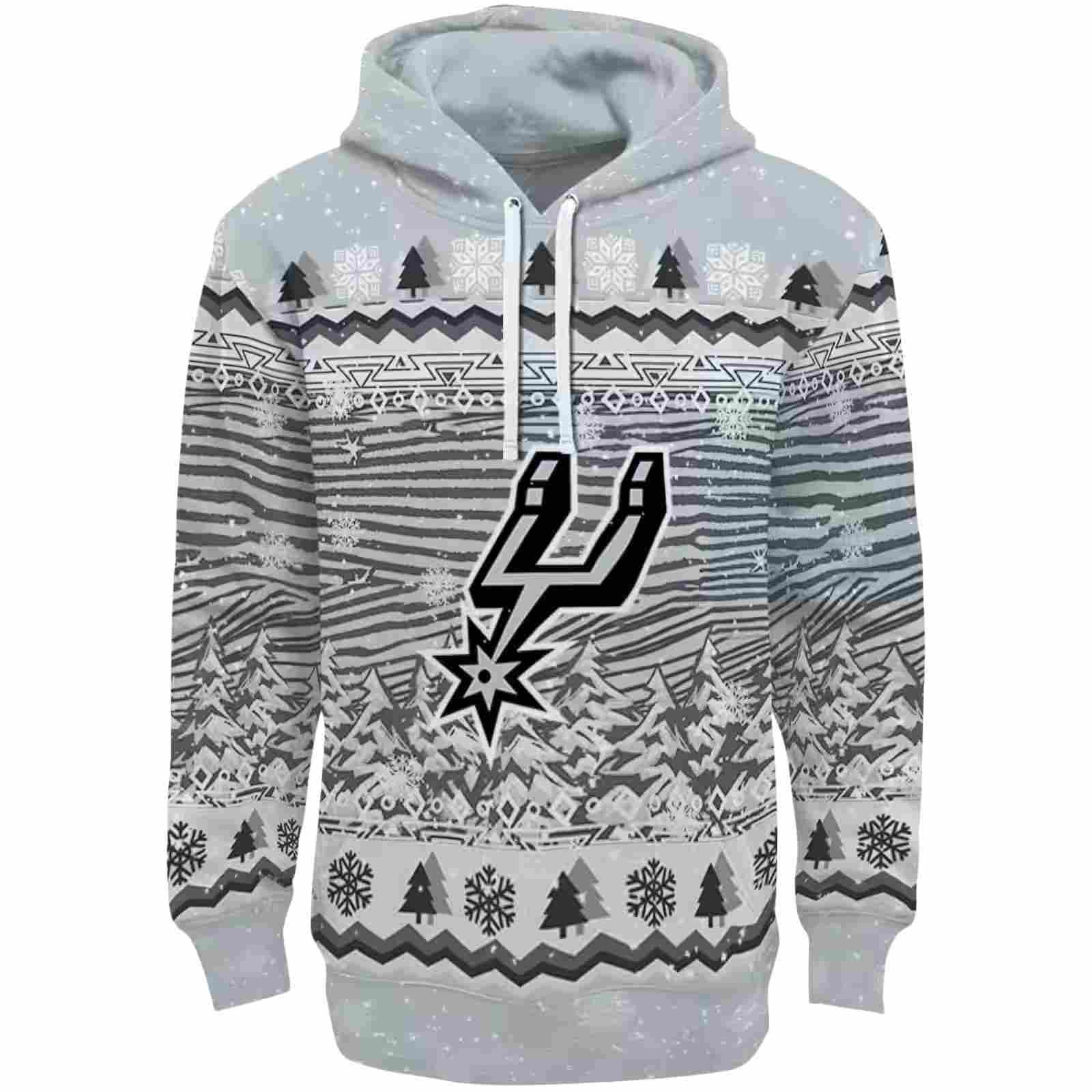 San Antonio Spurs Christmas Trees Silver Hoodie