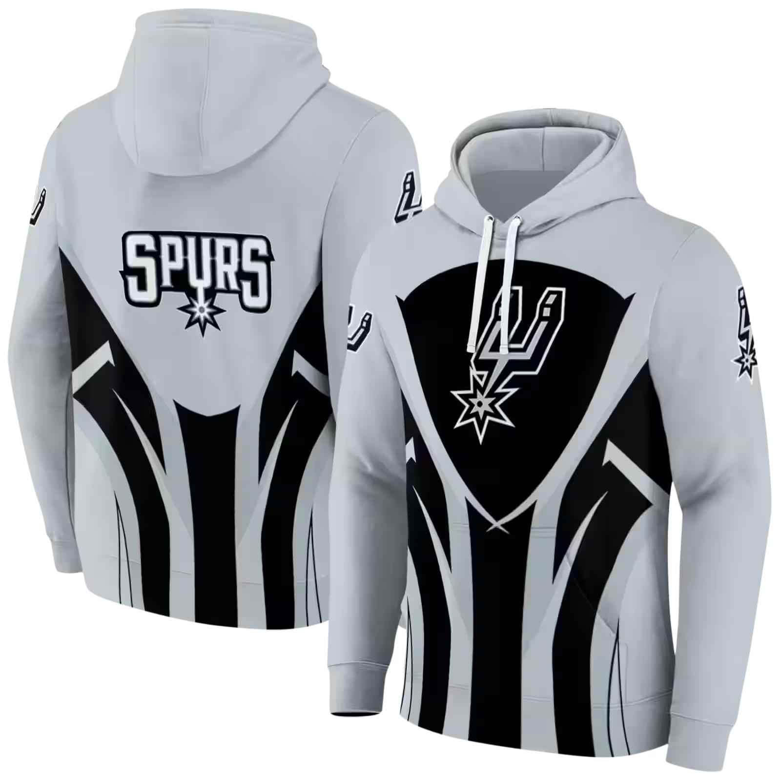 san antonio spurs concentric lines silver black hoodie fashion forward