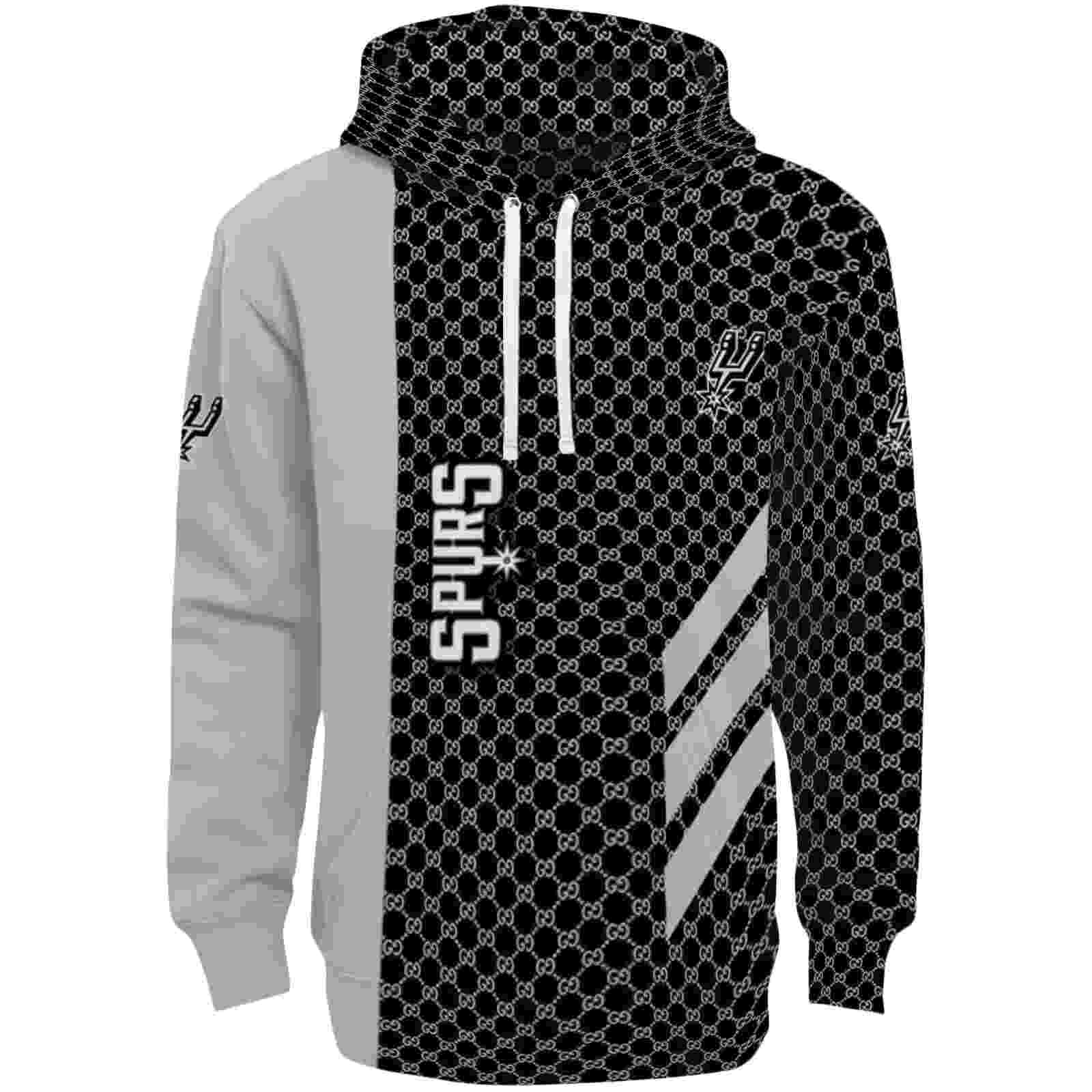 San Antonio Spurs Monogram Pattern Silver Hoodie