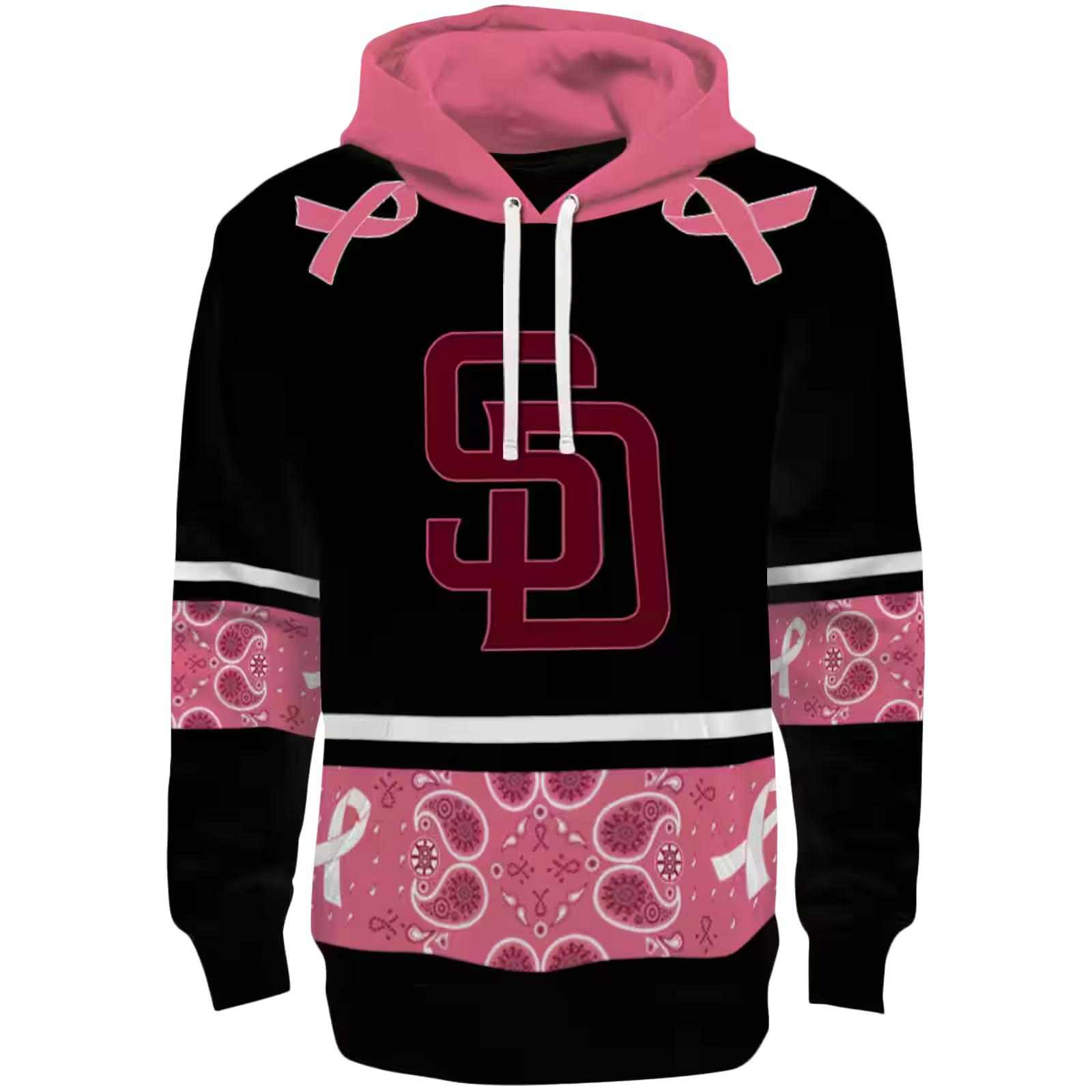 San Diego Padres Awareness Ribbon Black Pink Hoodie