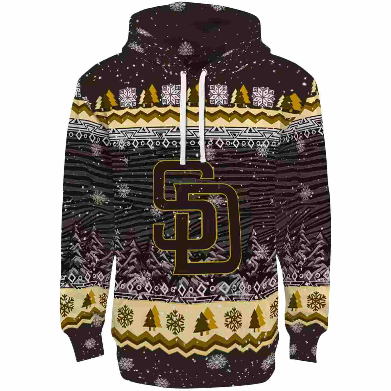 San Diego Padres Christmas Trees Brown Hoodie