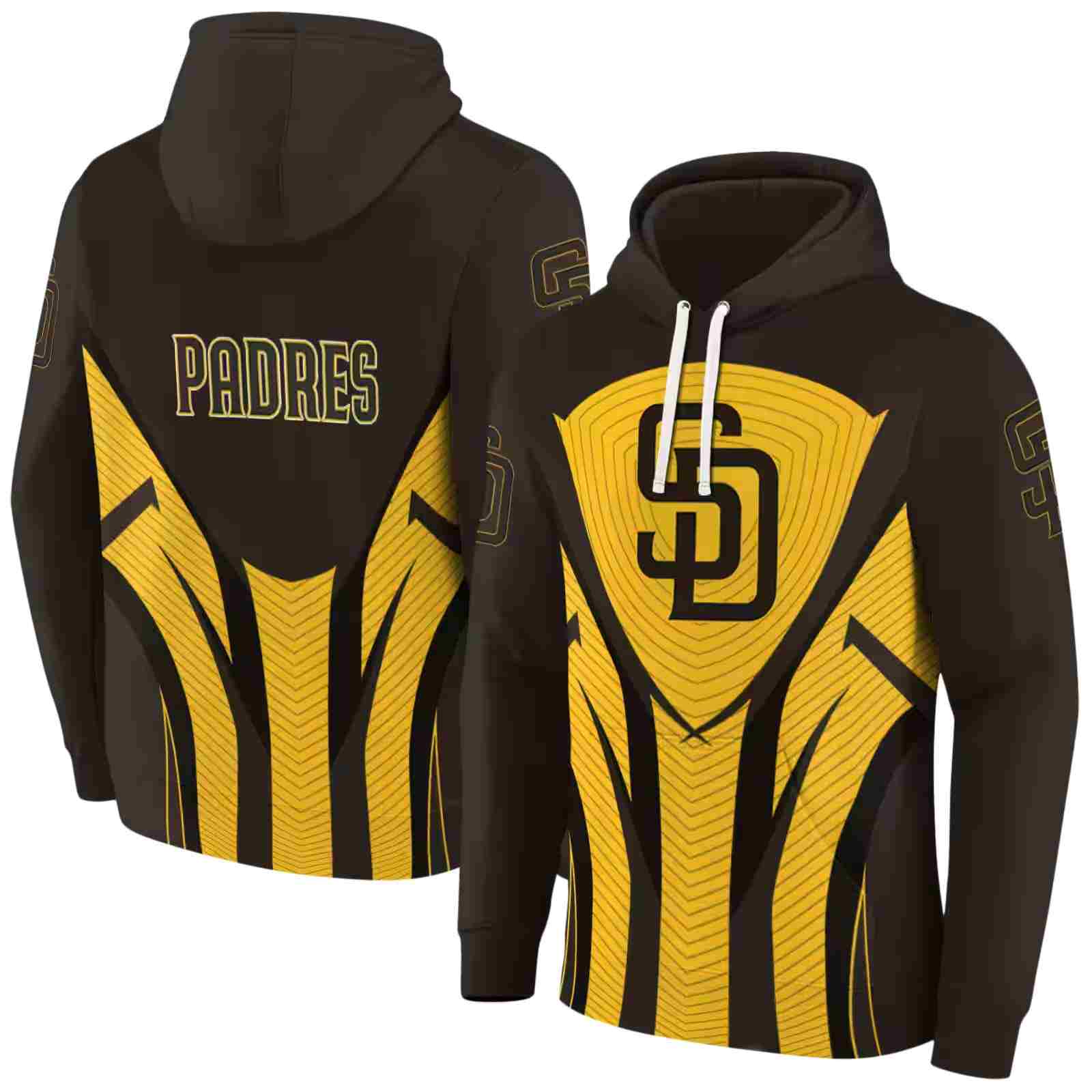 san diego padres concentric lines brown black hoodie fashion forward