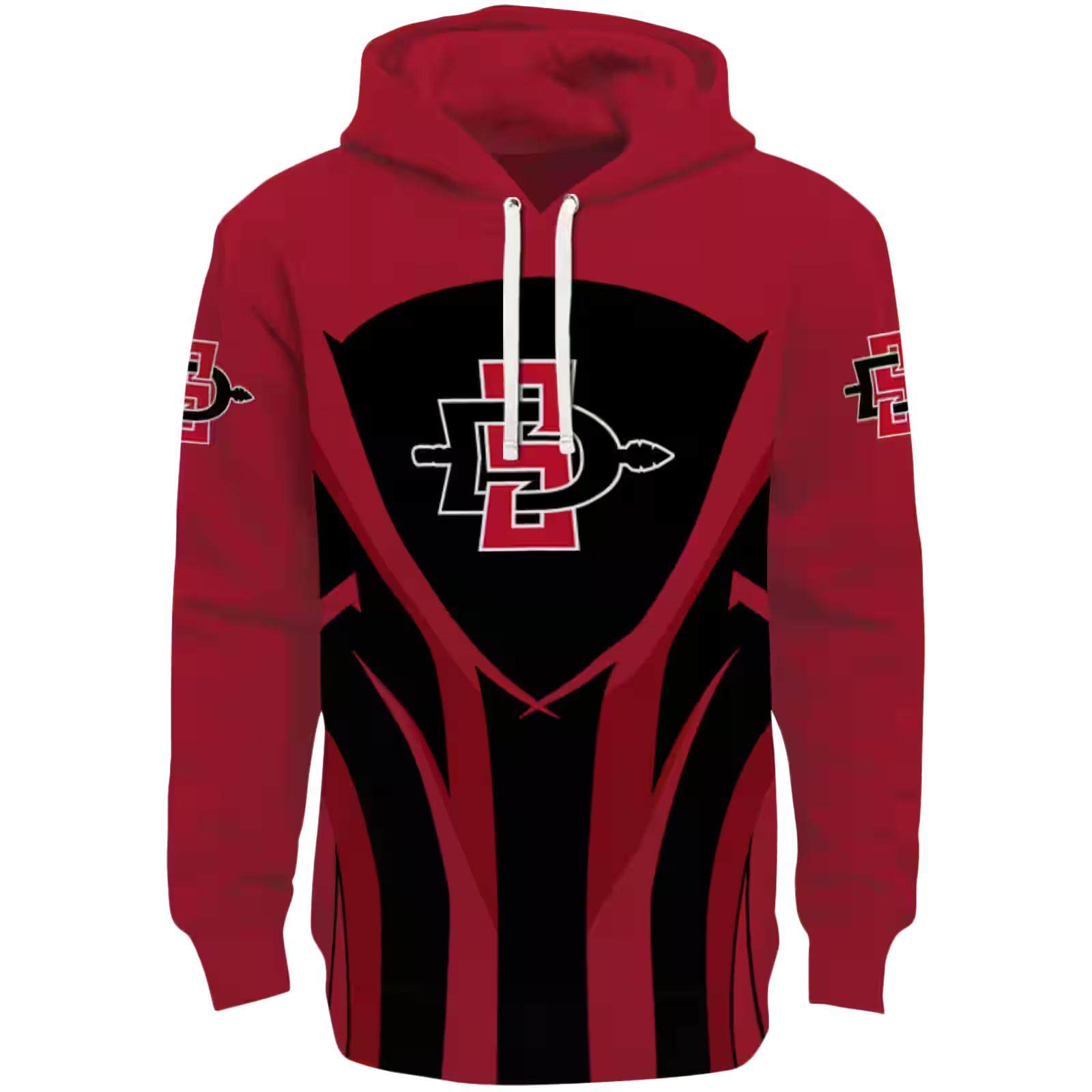 San Diego State Aztecs Concentric Lines Red Black Hoodie