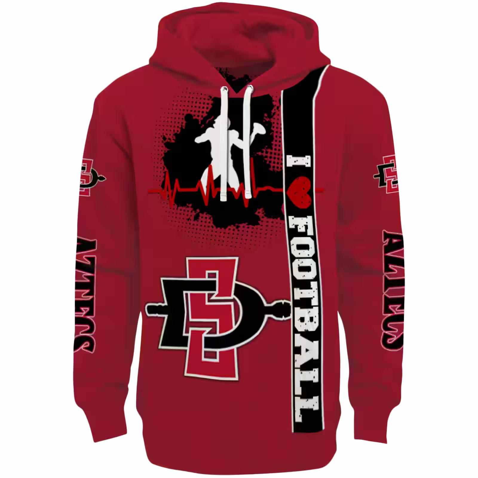 San Diego State Aztecs Football Heartbeat Red Hoodie