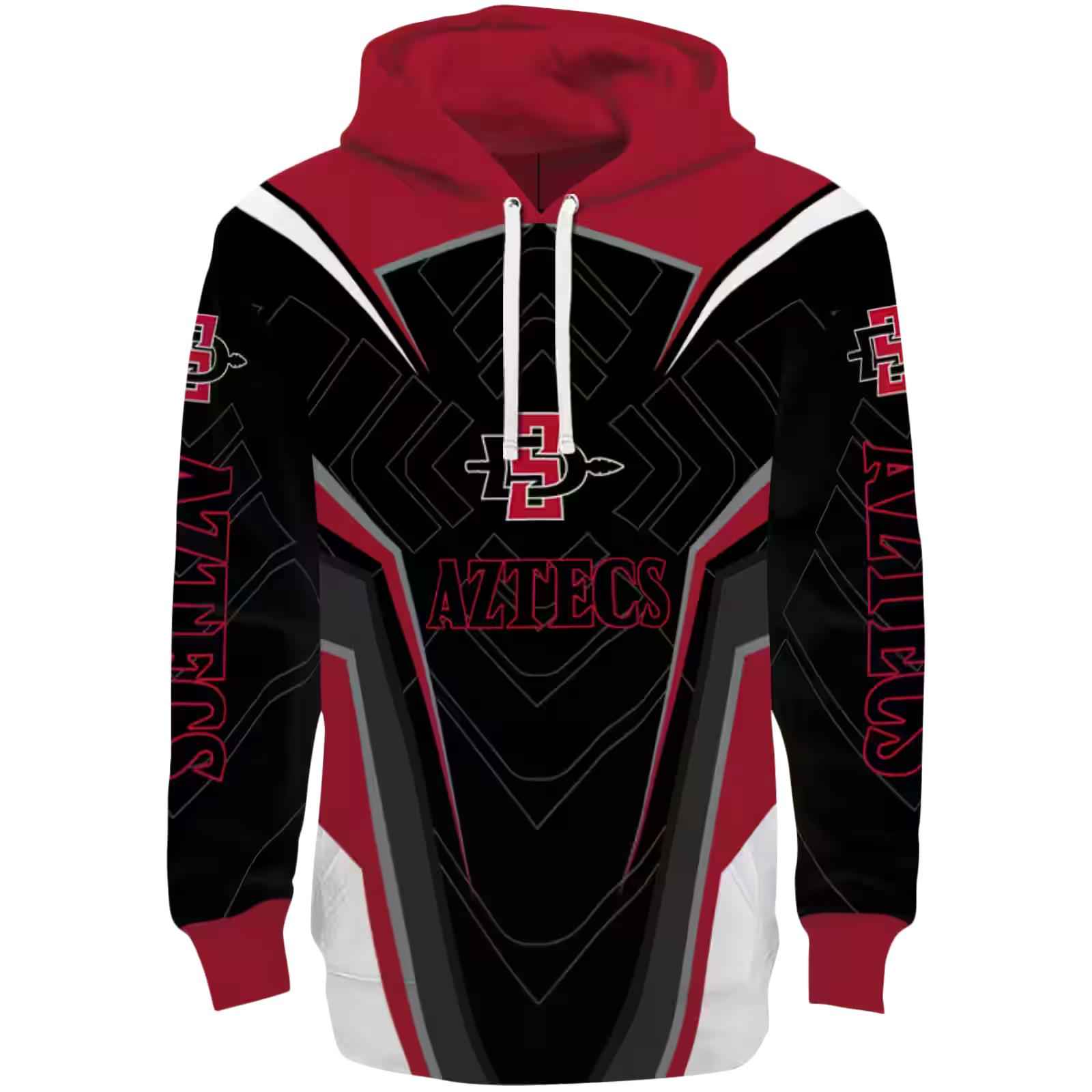 San Diego State Aztecs Futuristic Pattern Red Black Hoodie