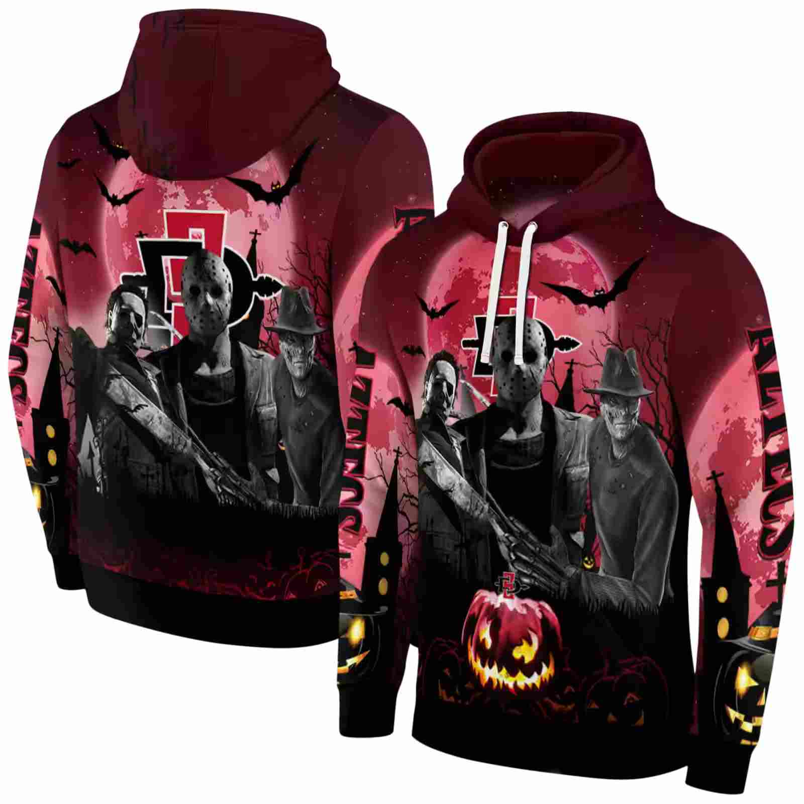 san diego state aztecs halloween vibes red black hoodie fashion forward