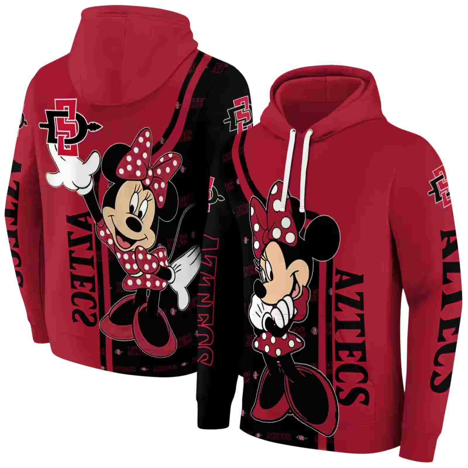 san diego state aztecs minnie mouse red hoodie fashion forward