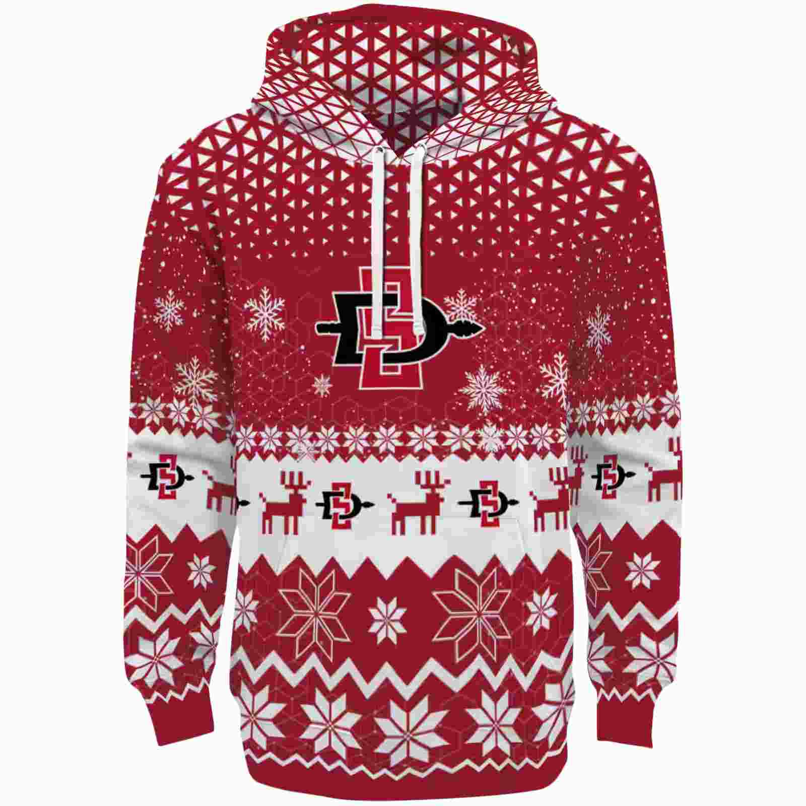 San Diego State Aztecs Reindeer Motif Red Hoodie