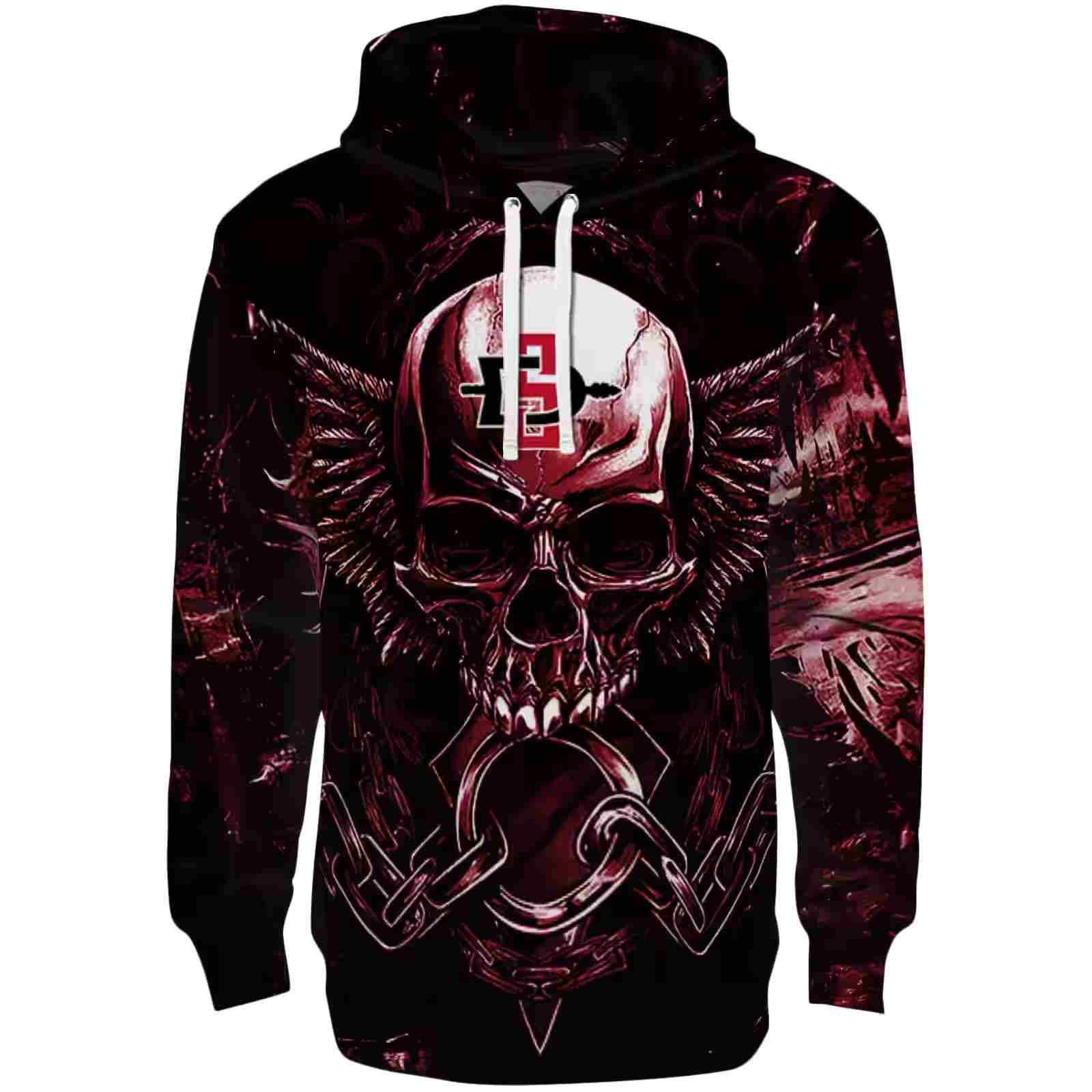 San Diego State Aztecs Skull Artwork Red Black Hoodie