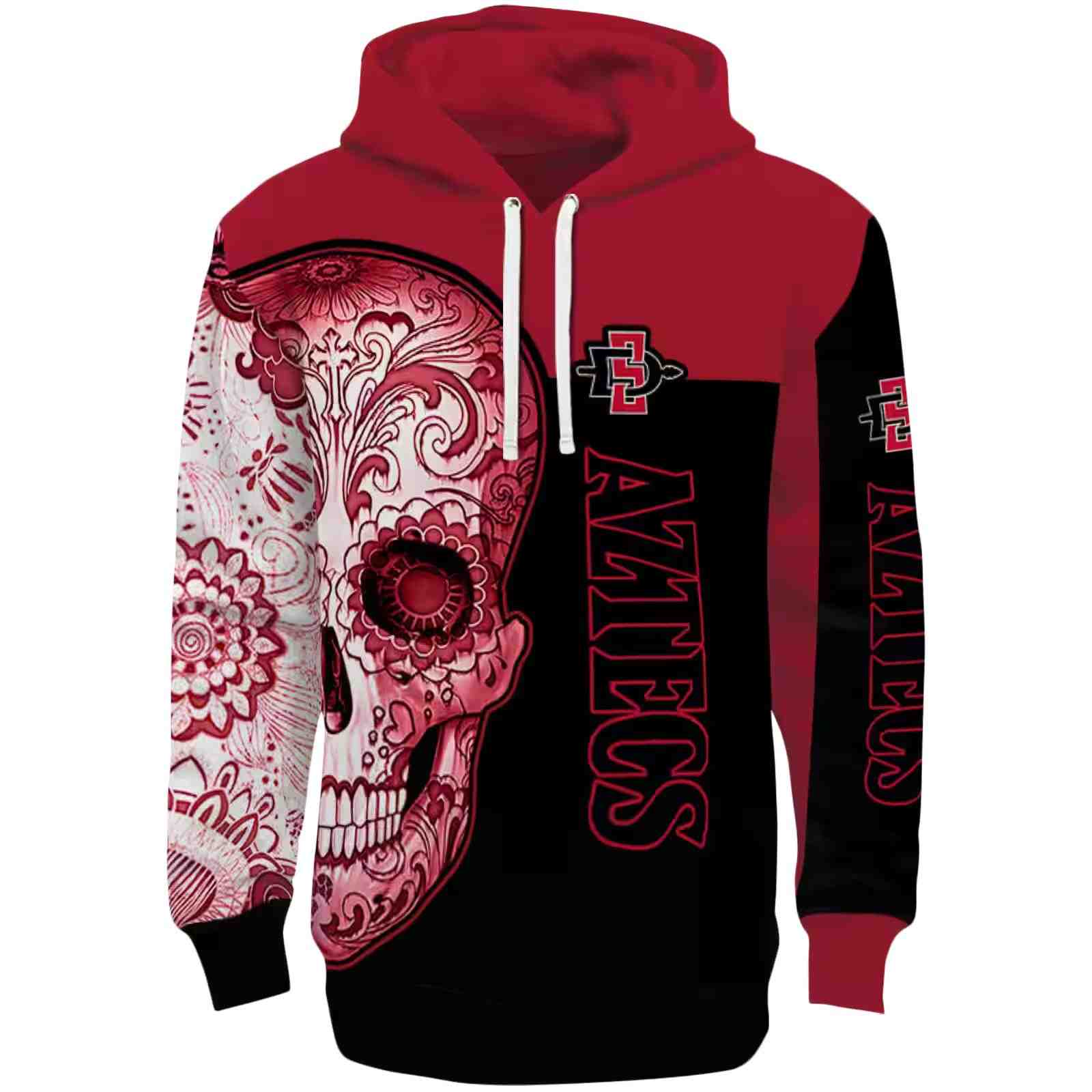 San Diego State Aztecs Sugar Skull Red Black Hoodie