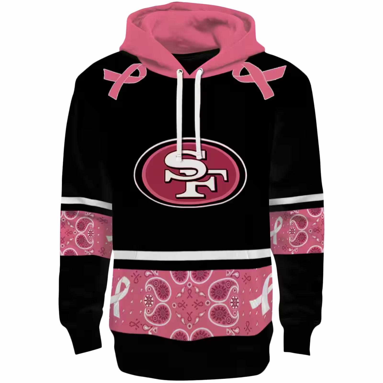 San Francisco 49ers Awareness Ribbon Black Pink Hoodie