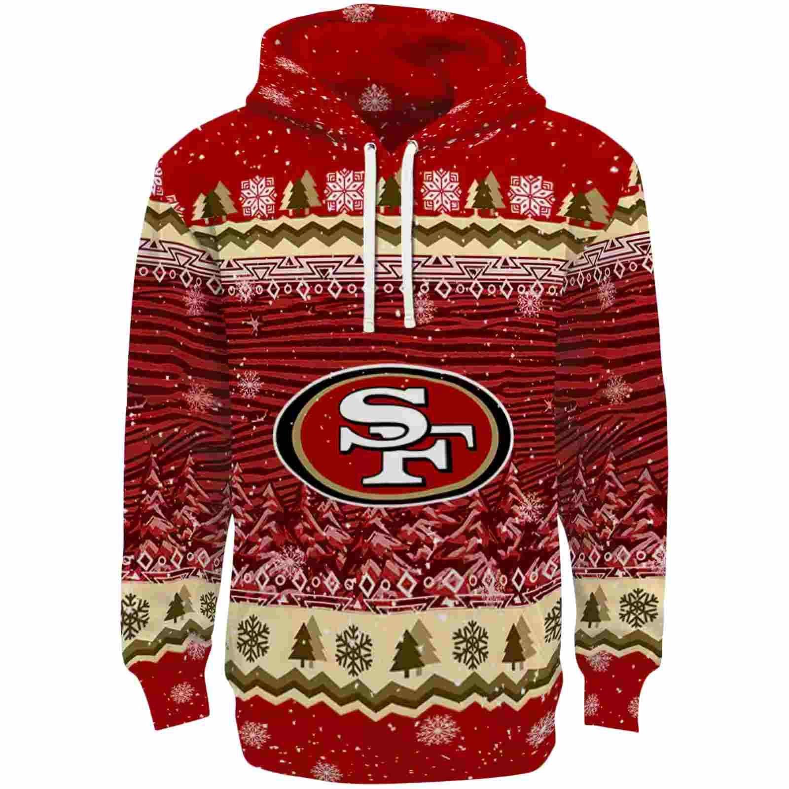 San Francisco 49ers Christmas Trees Red Hoodie