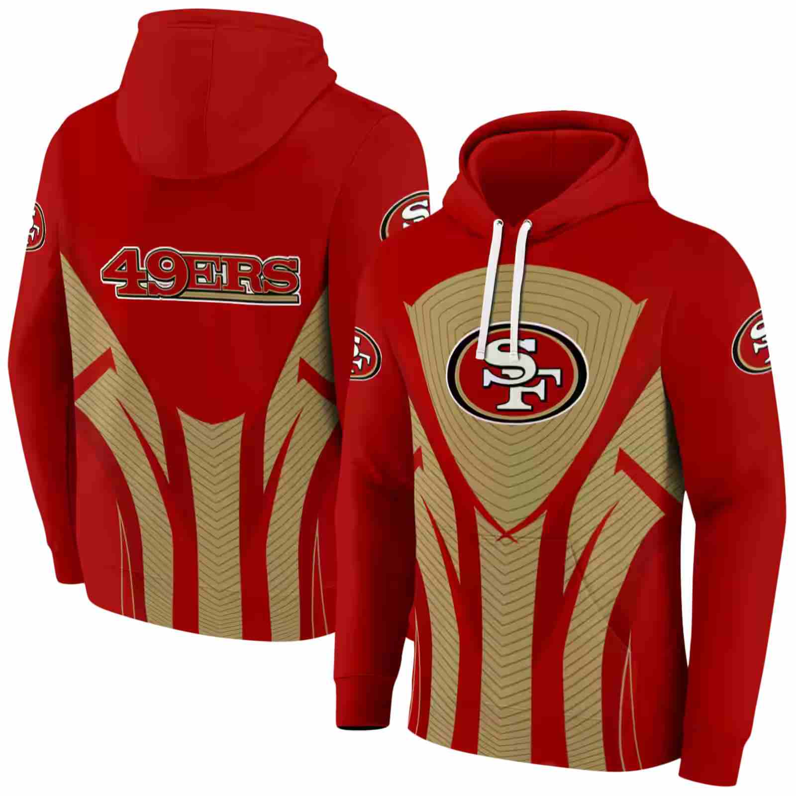 san francisco 49ers concentric lines red black hoodie fashion forward