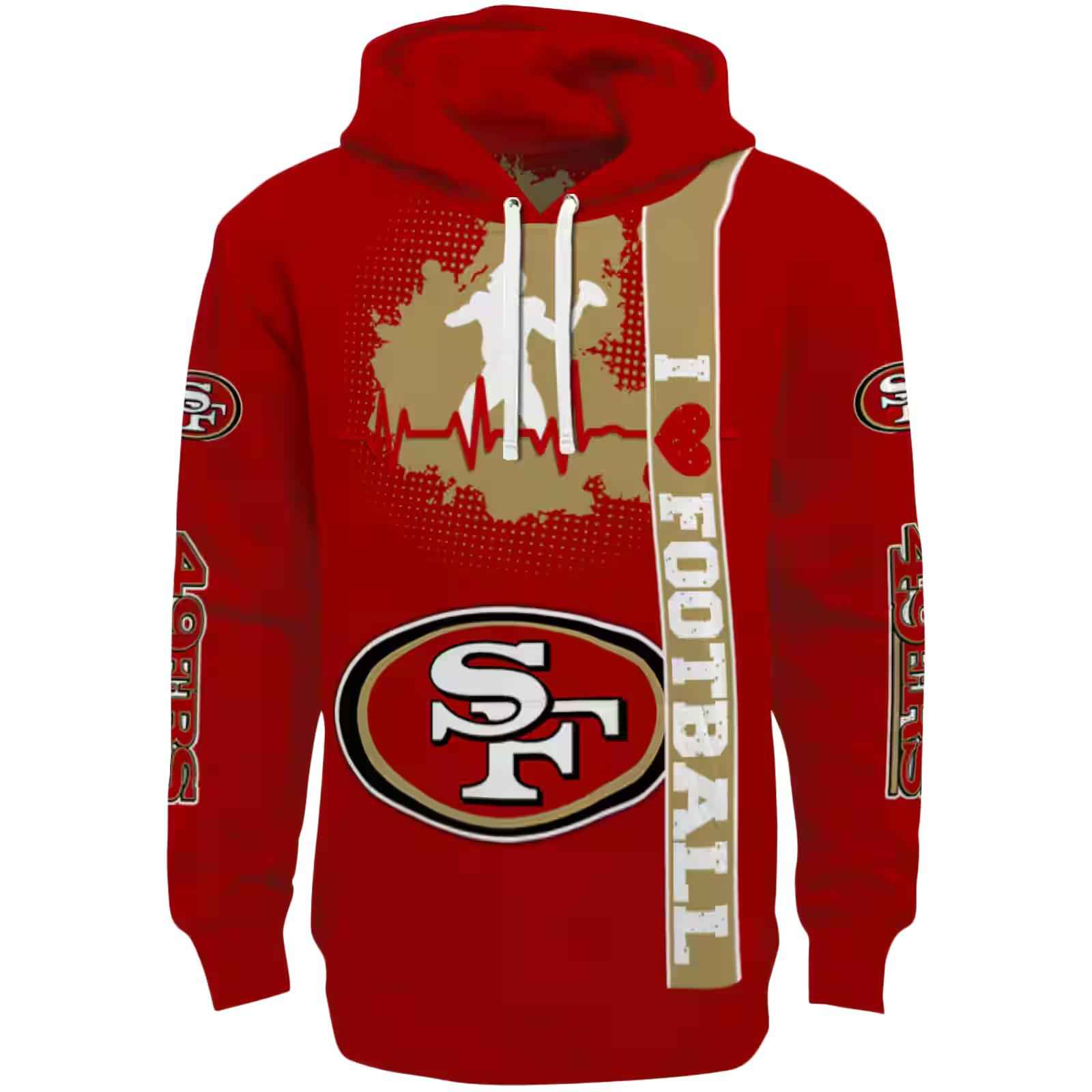 San Francisco 49ers Football Heartbeat Red Hoodie