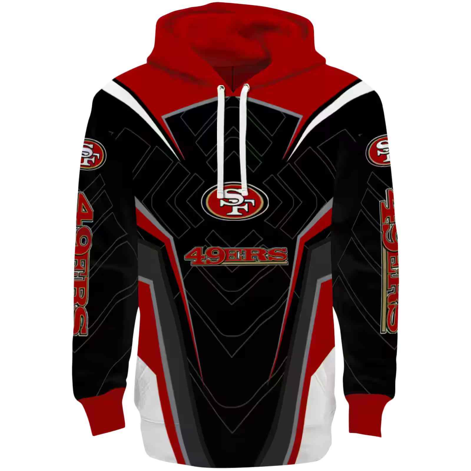 San Francisco 49ers Futuristic Pattern Red Black Hoodie