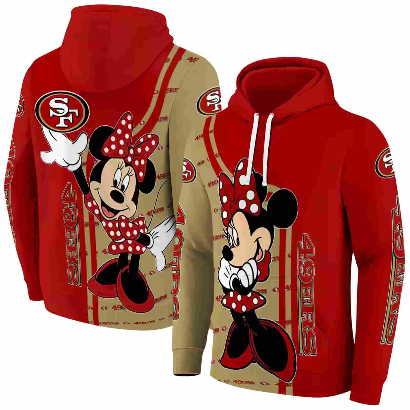 san francisco 49ers minnie mouse red hoodie fashion forward