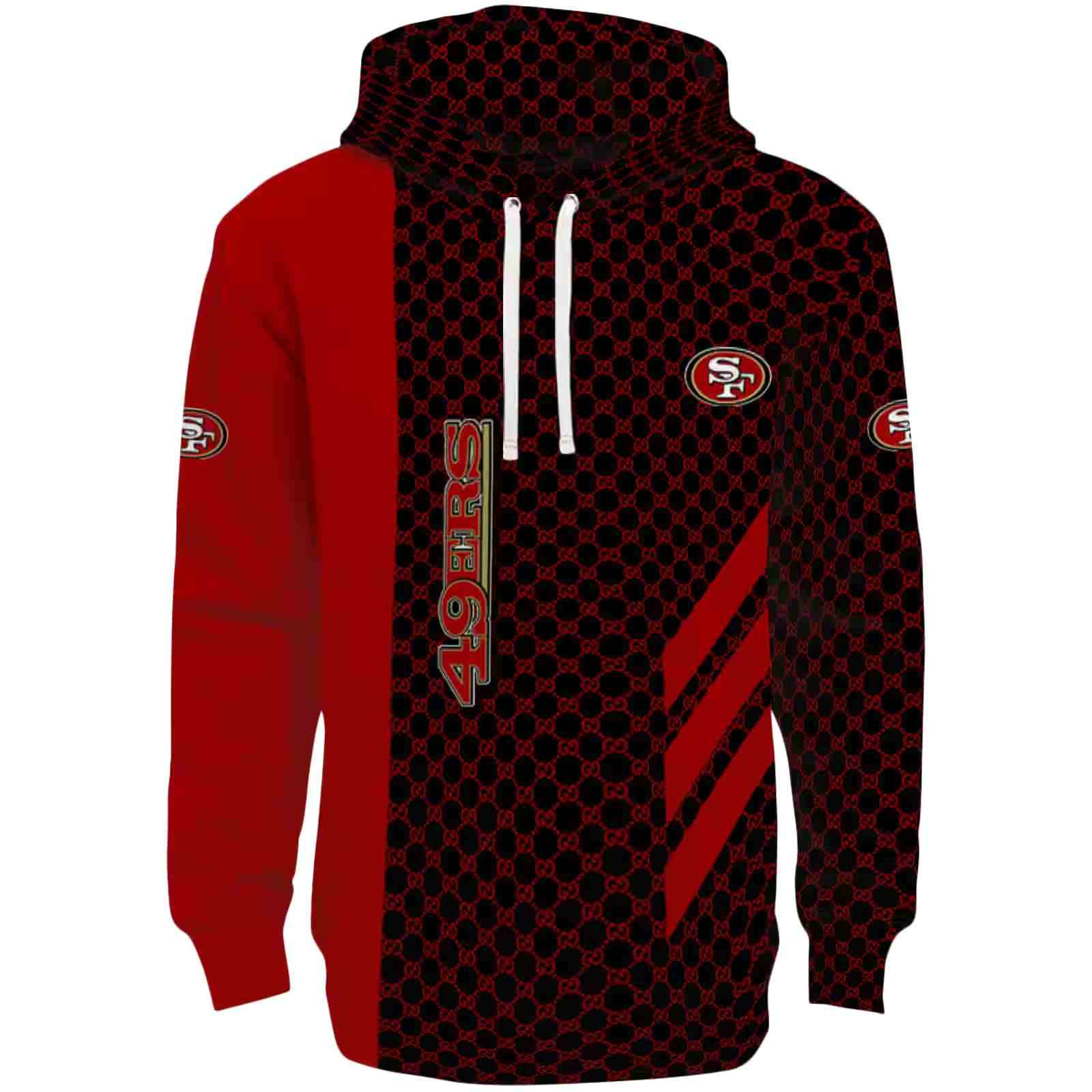 San Francisco 49ers Monogram Pattern Red Hoodie