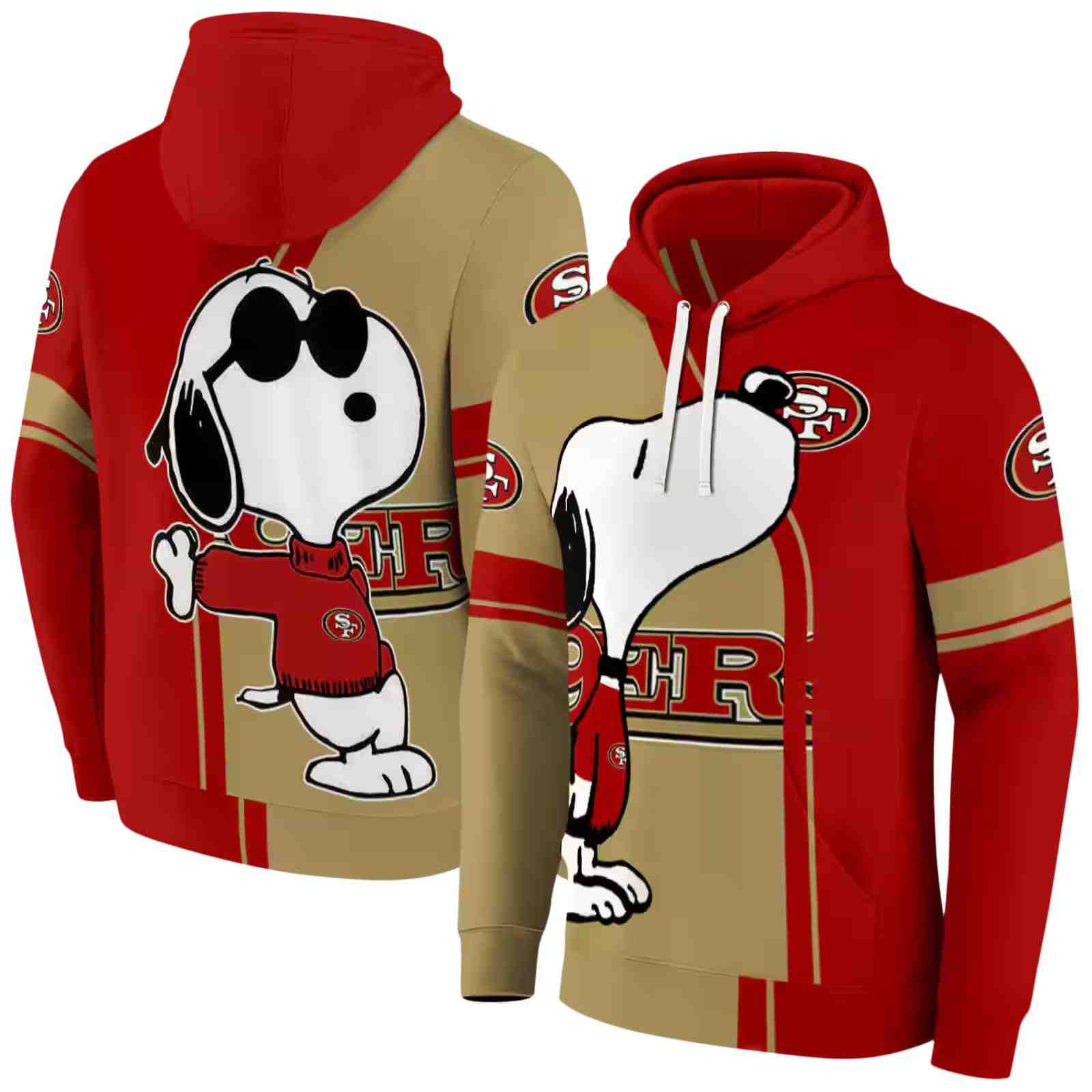 san francisco 49ers playful snoopy red hoodie fashion forward