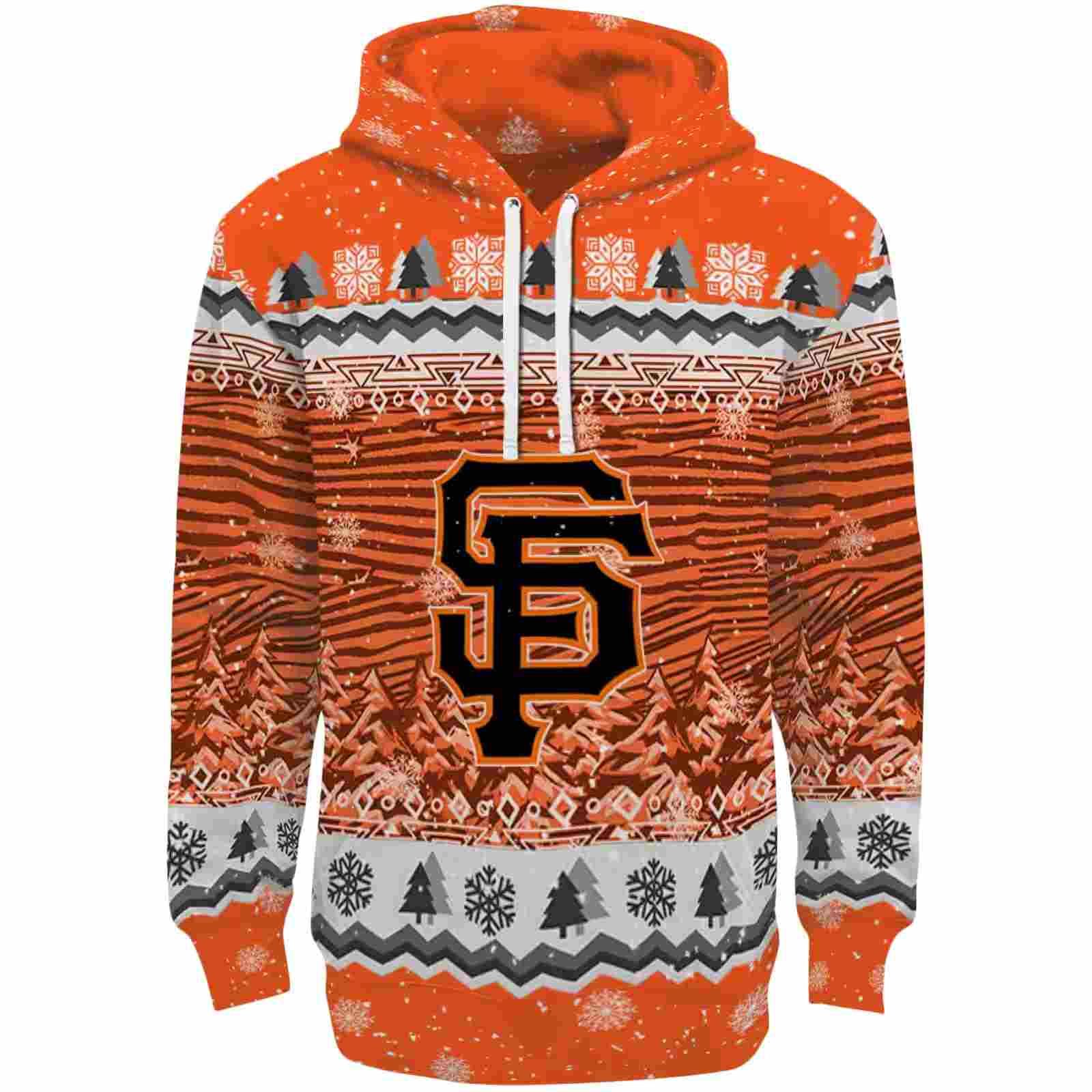 San Francisco Giants Christmas Trees Orange Hoodie