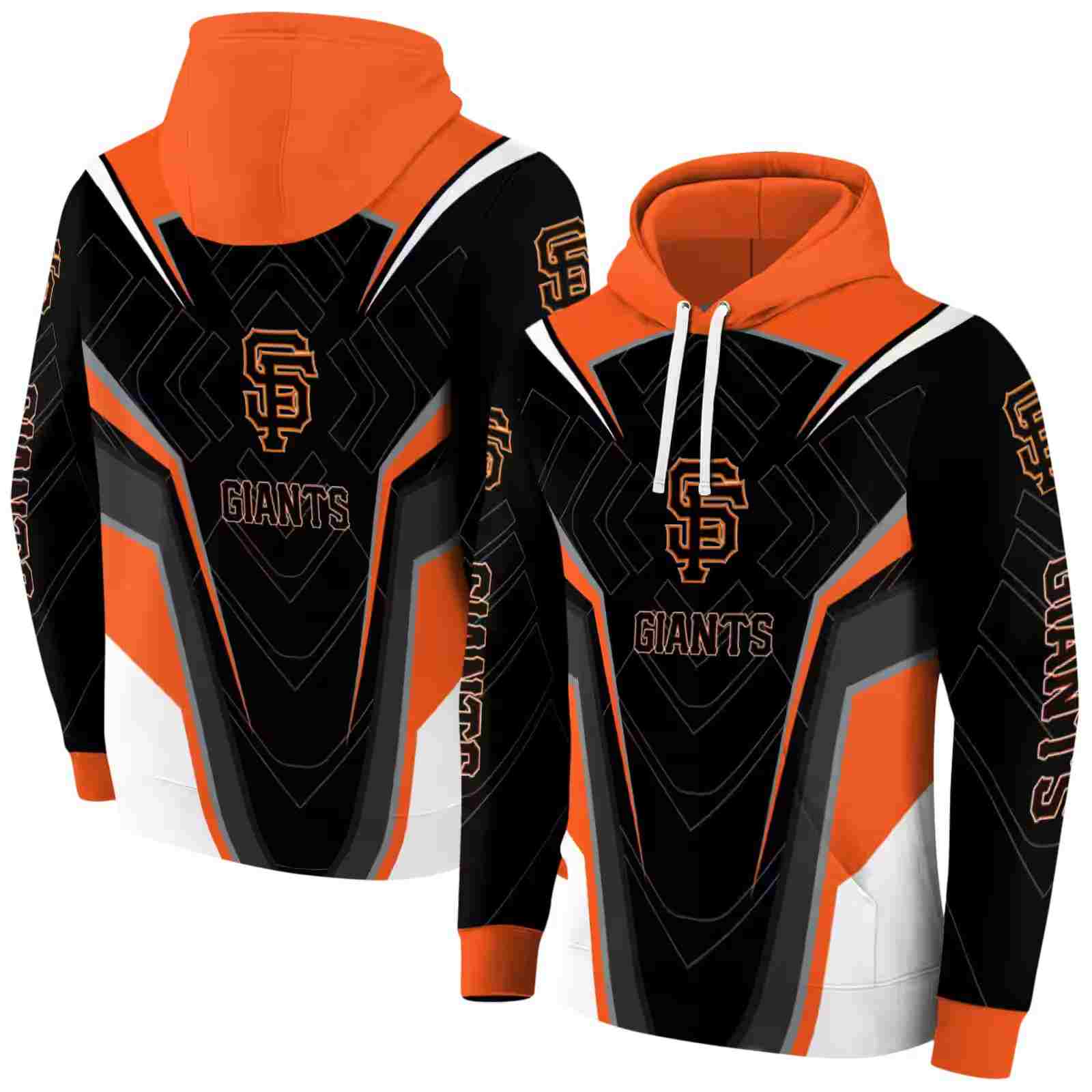 san francisco giants futuristic pattern orange black hoodie fashion forward