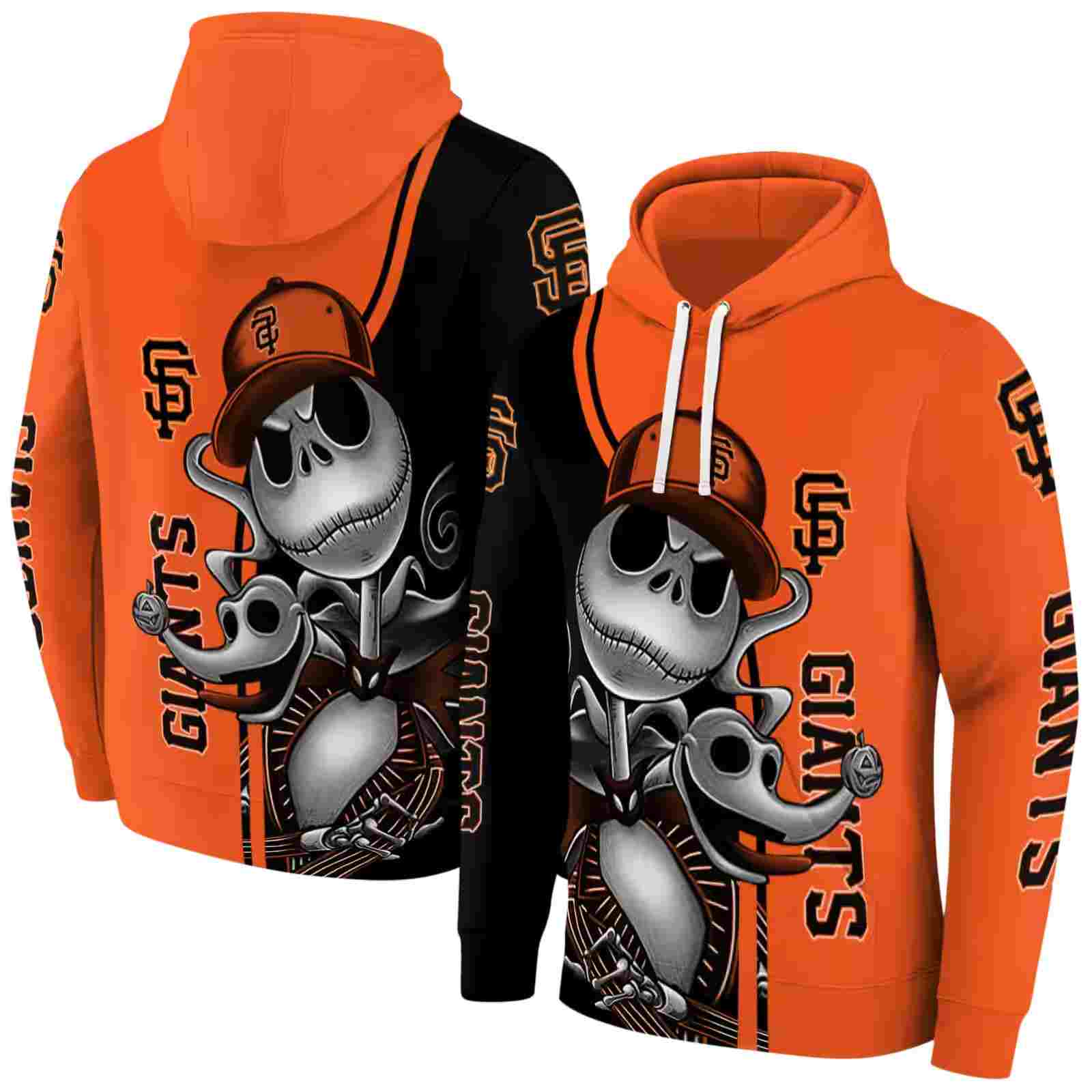 san francisco giants jack skellington orange hoodie fashion forward