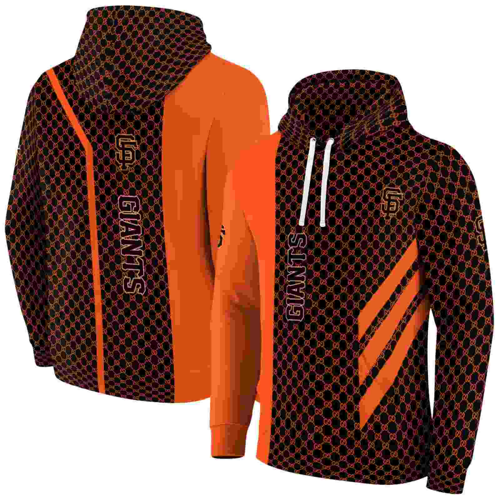 san francisco giants monogram pattern orange hoodie fashion forward