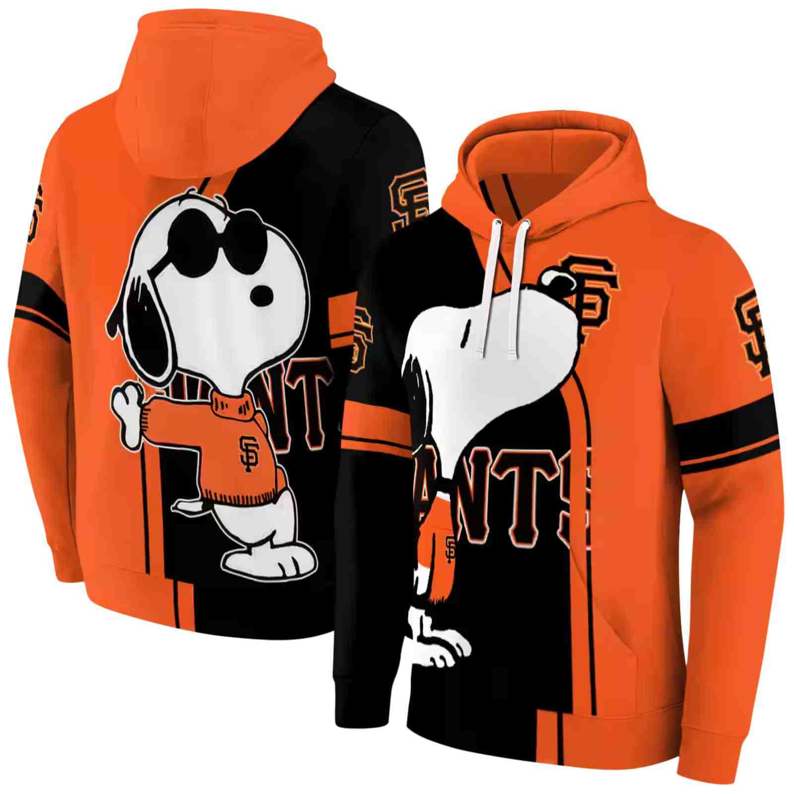 san francisco giants playful snoopy orange hoodie fashion forward