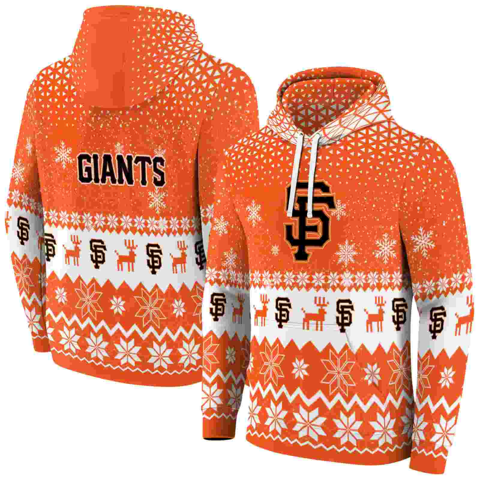 san francisco giants reindeer motif orange hoodie fashion forward