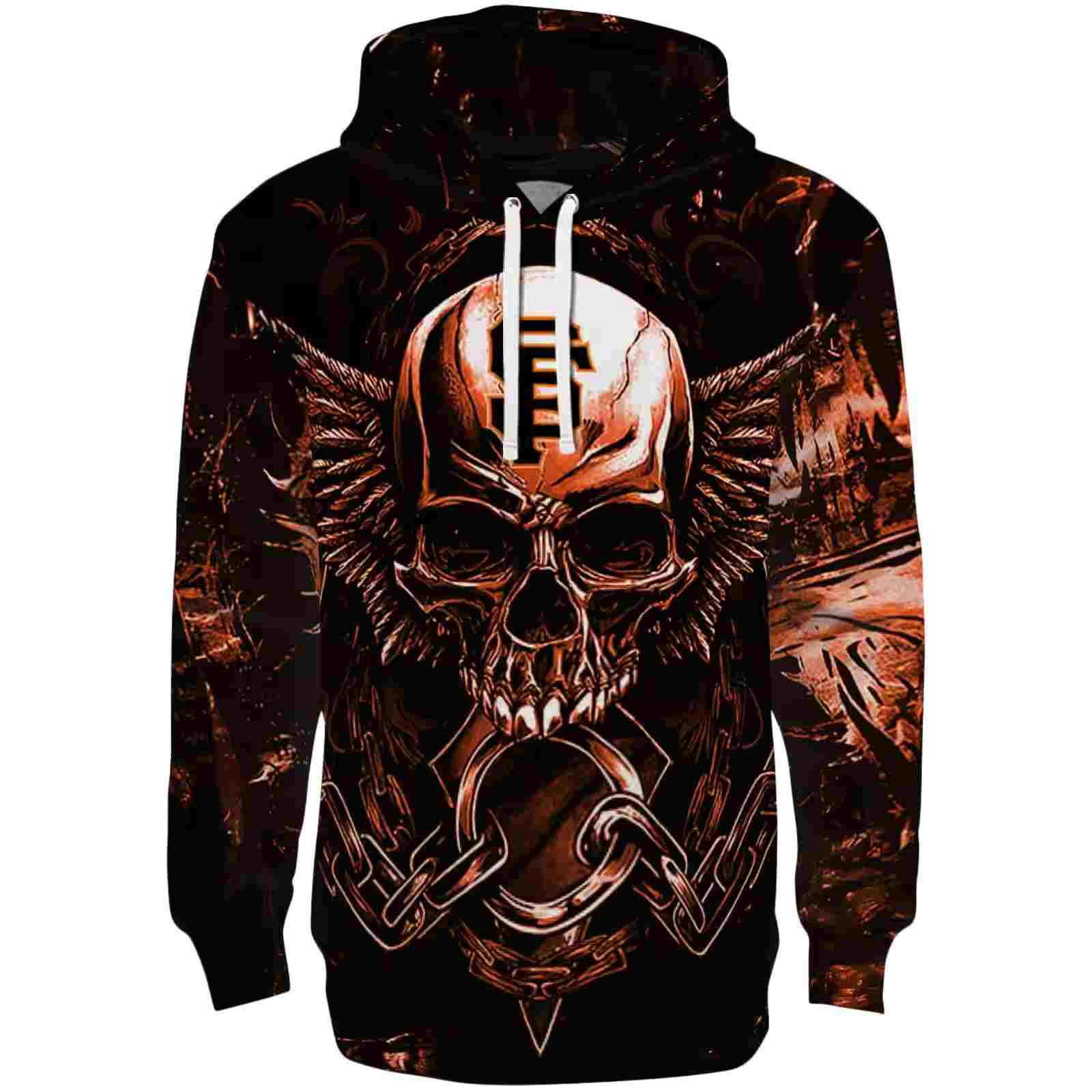 San Francisco Giants Skull Artwork Orange Black Hoodie