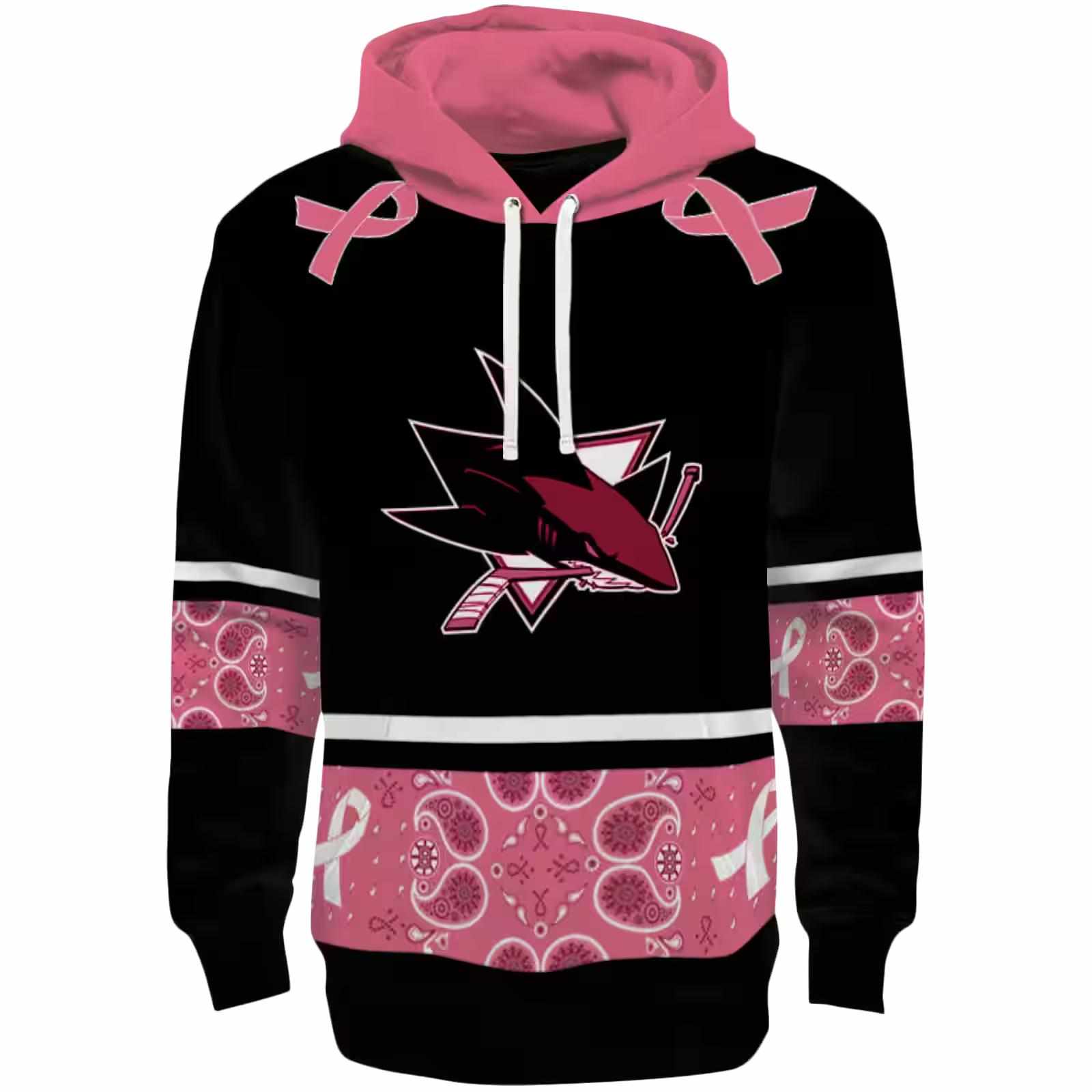 San Jose Sharks Awareness Ribbon Black Pink Hoodie