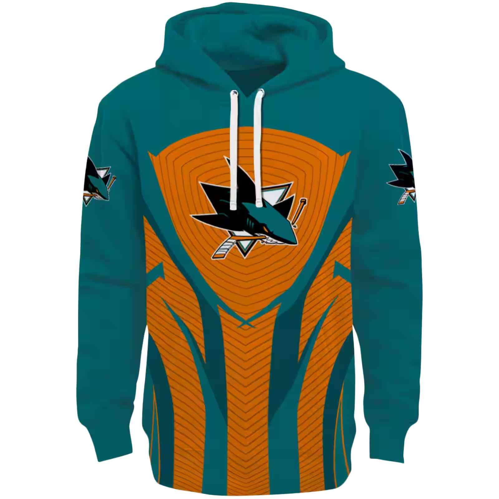 San Jose Sharks Concentric Lines Teal Black Hoodie