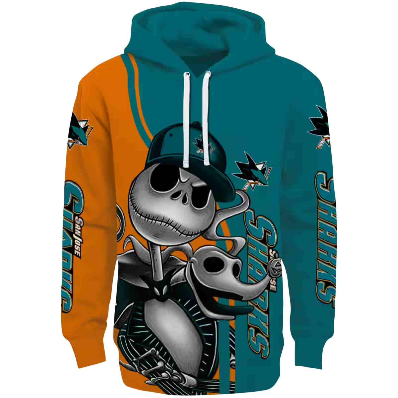 San Jose Sharks Jack Skellington Teal Hoodie