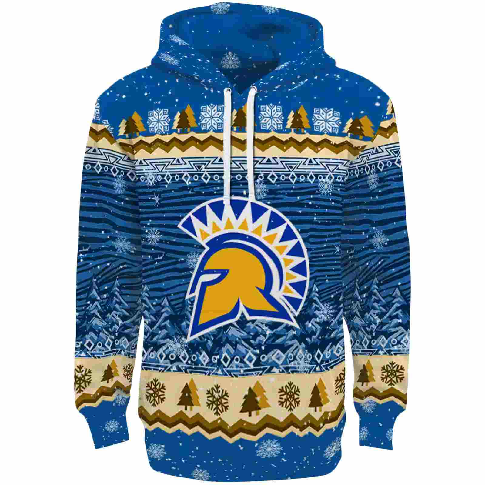 San Jose State Spartans Christmas Trees Blue Hoodie