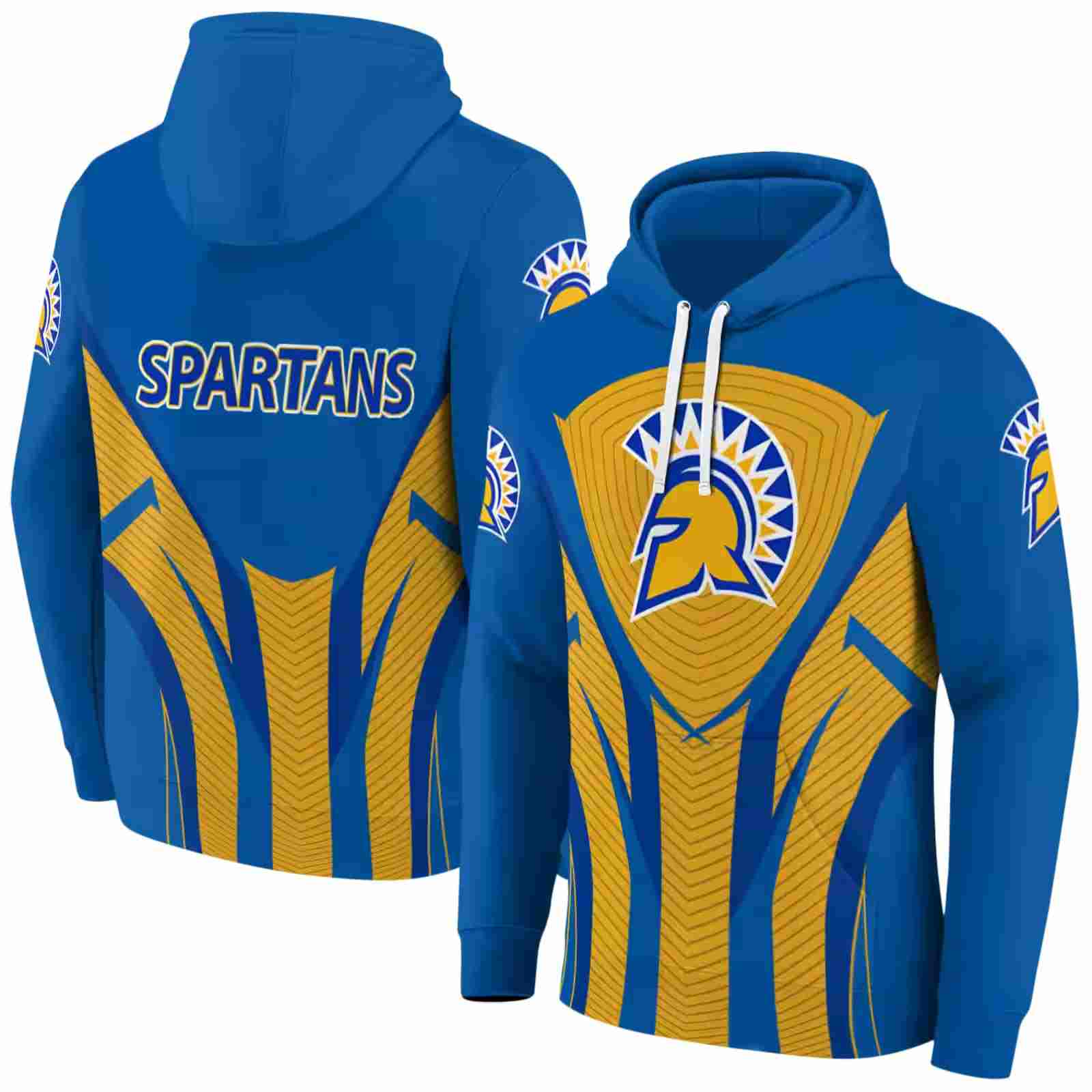 san jose state spartans concentric lines blue black hoodie fashion forward