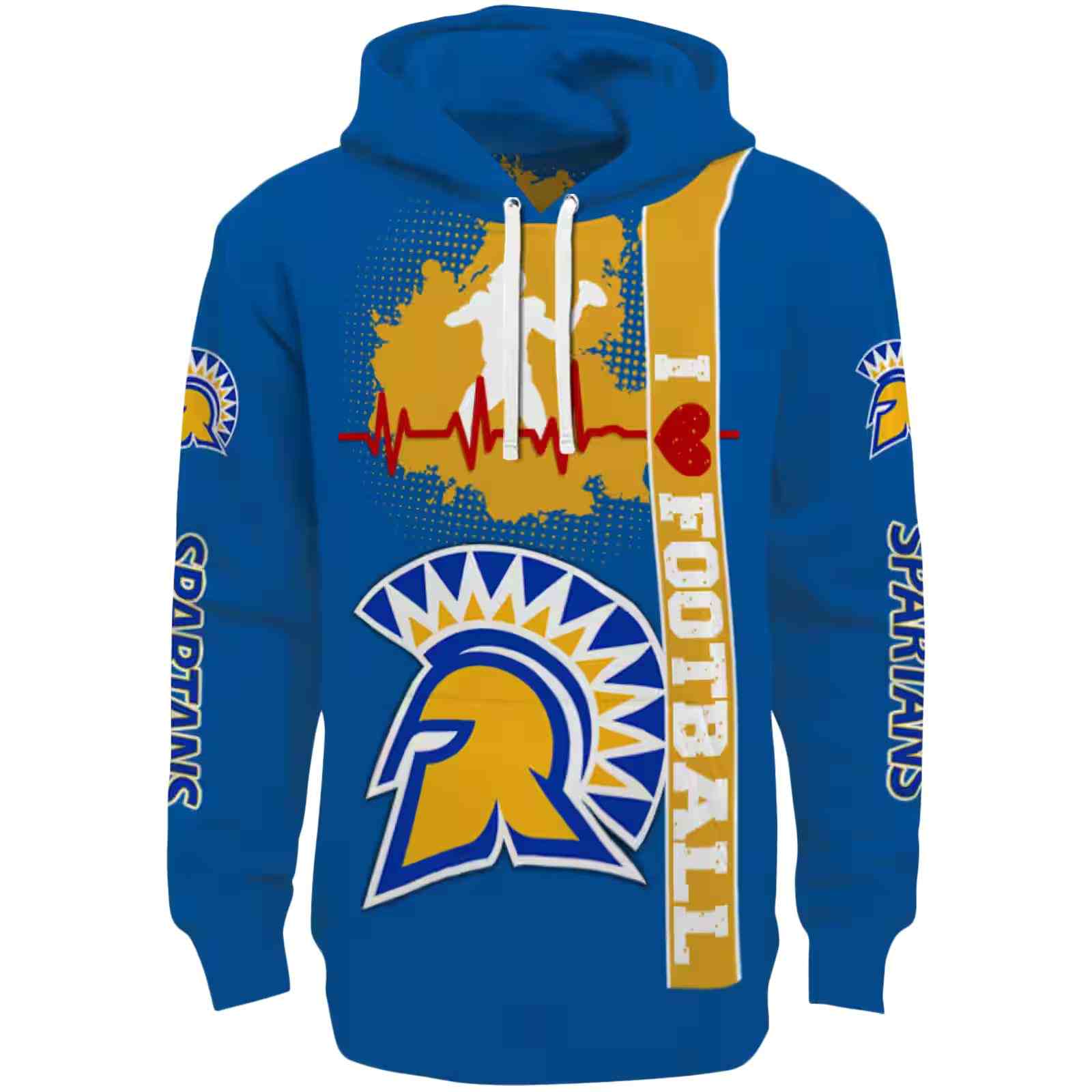 San Jose State Spartans Football Heartbeat Blue Hoodie