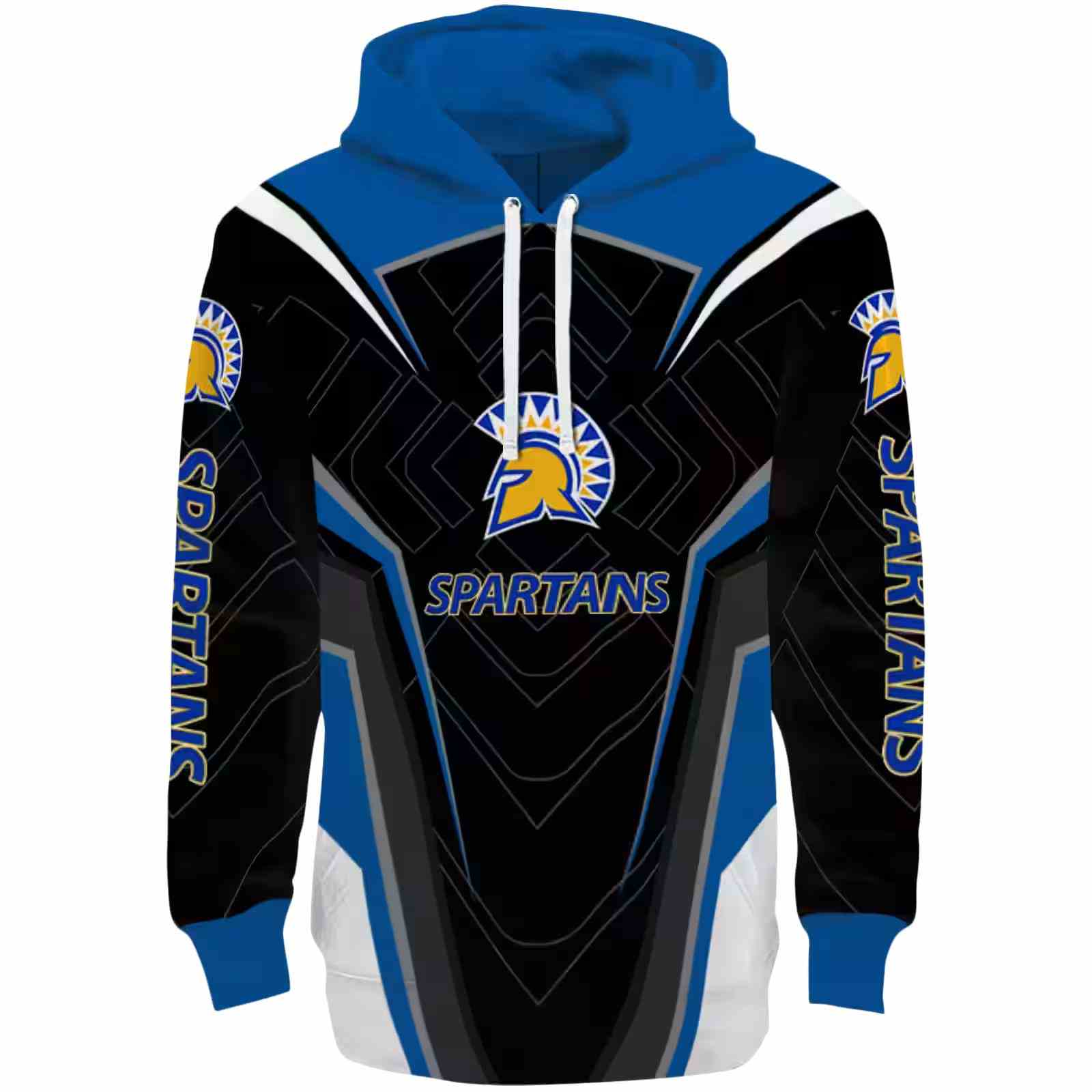 San Jose State Spartans Futuristic Pattern Blue Black Hoodie