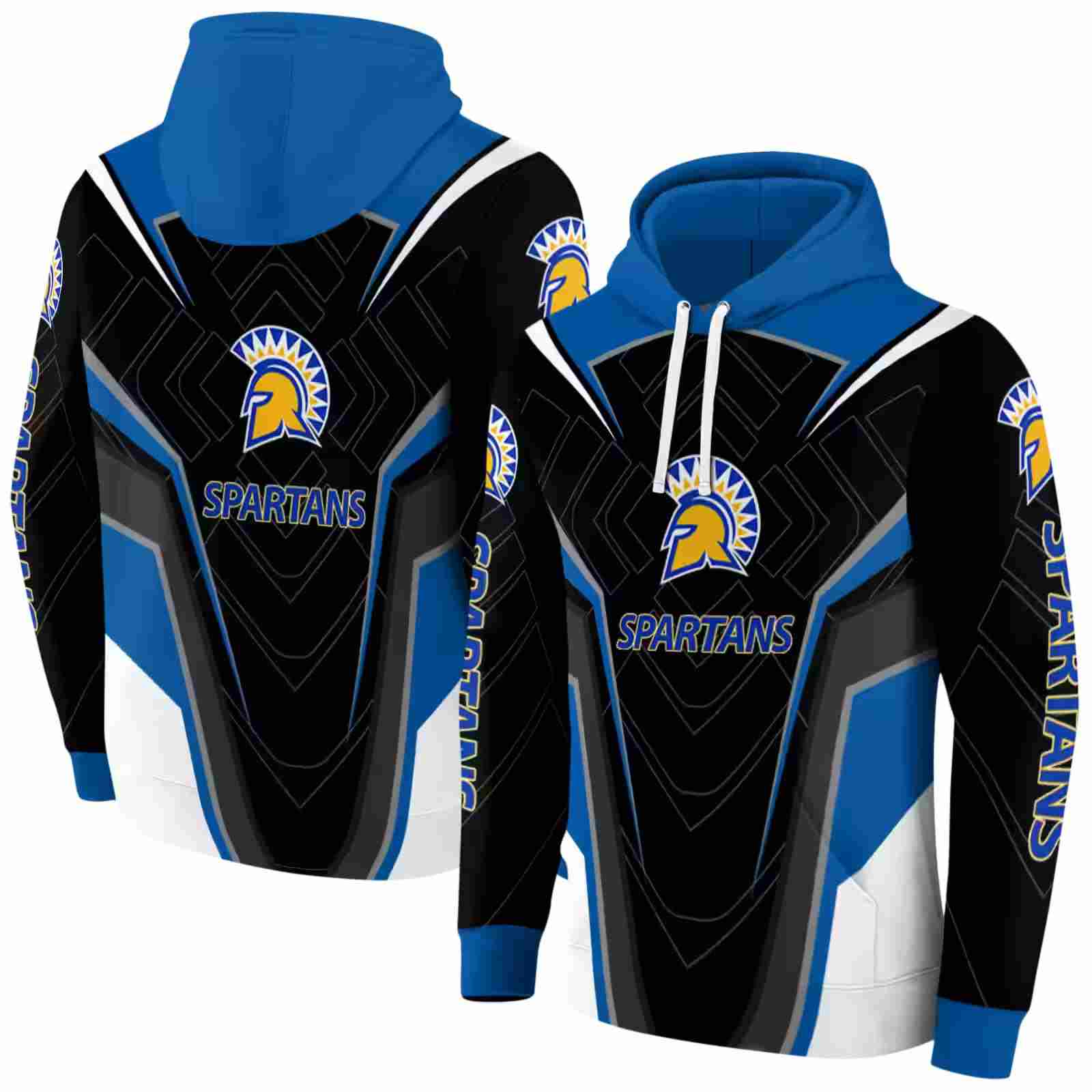 san jose state spartans futuristic pattern blue black hoodie fashion forward